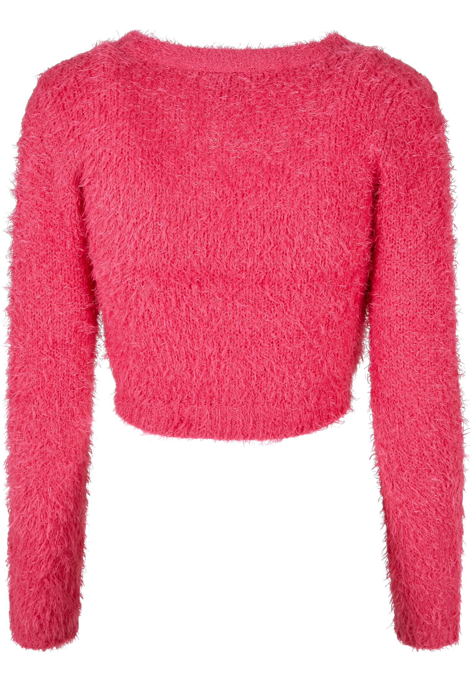 Ladies Cropped Feather Cardigan | hibiskus pink