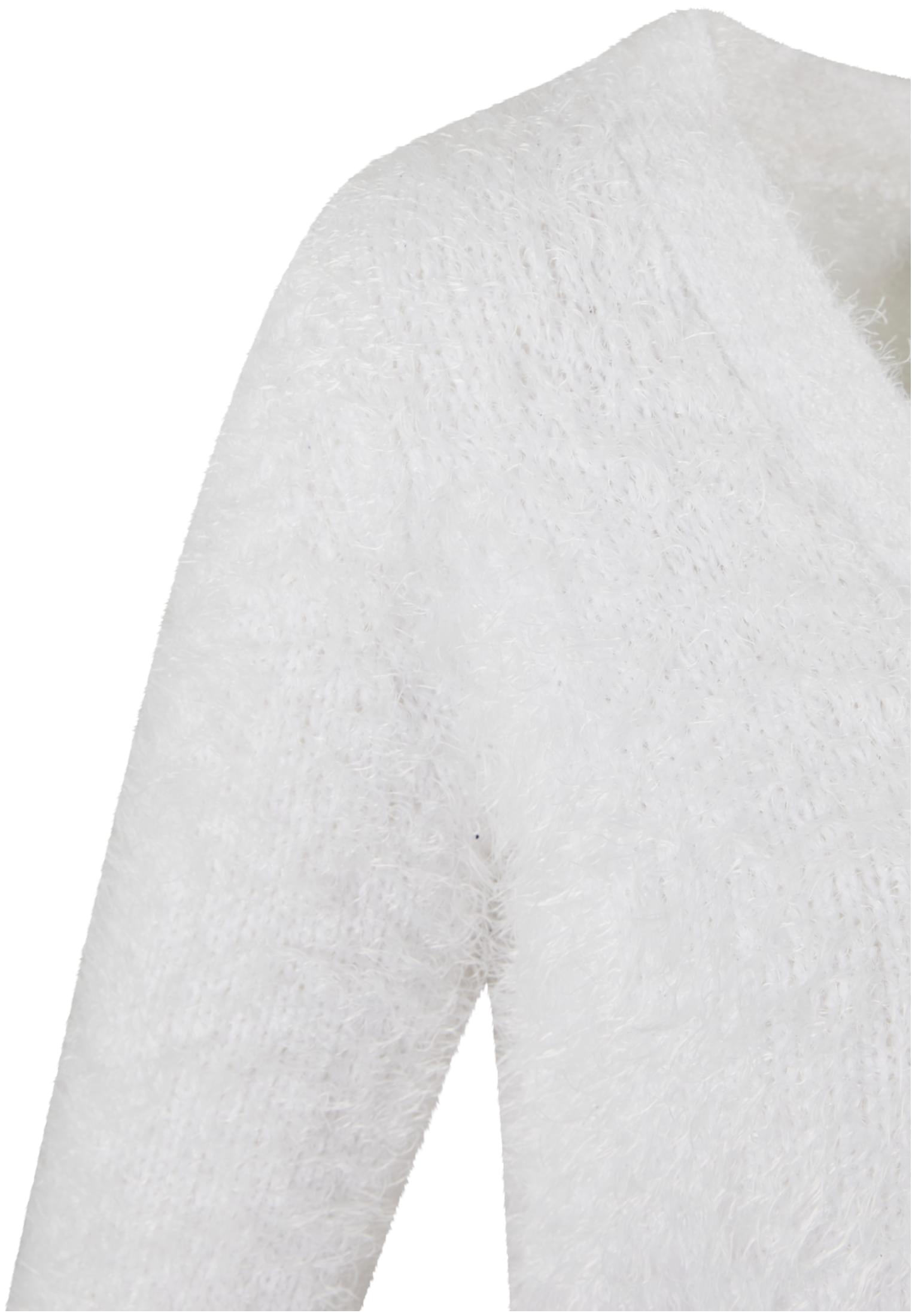 Ladies Cropped Feather Cardigan | white