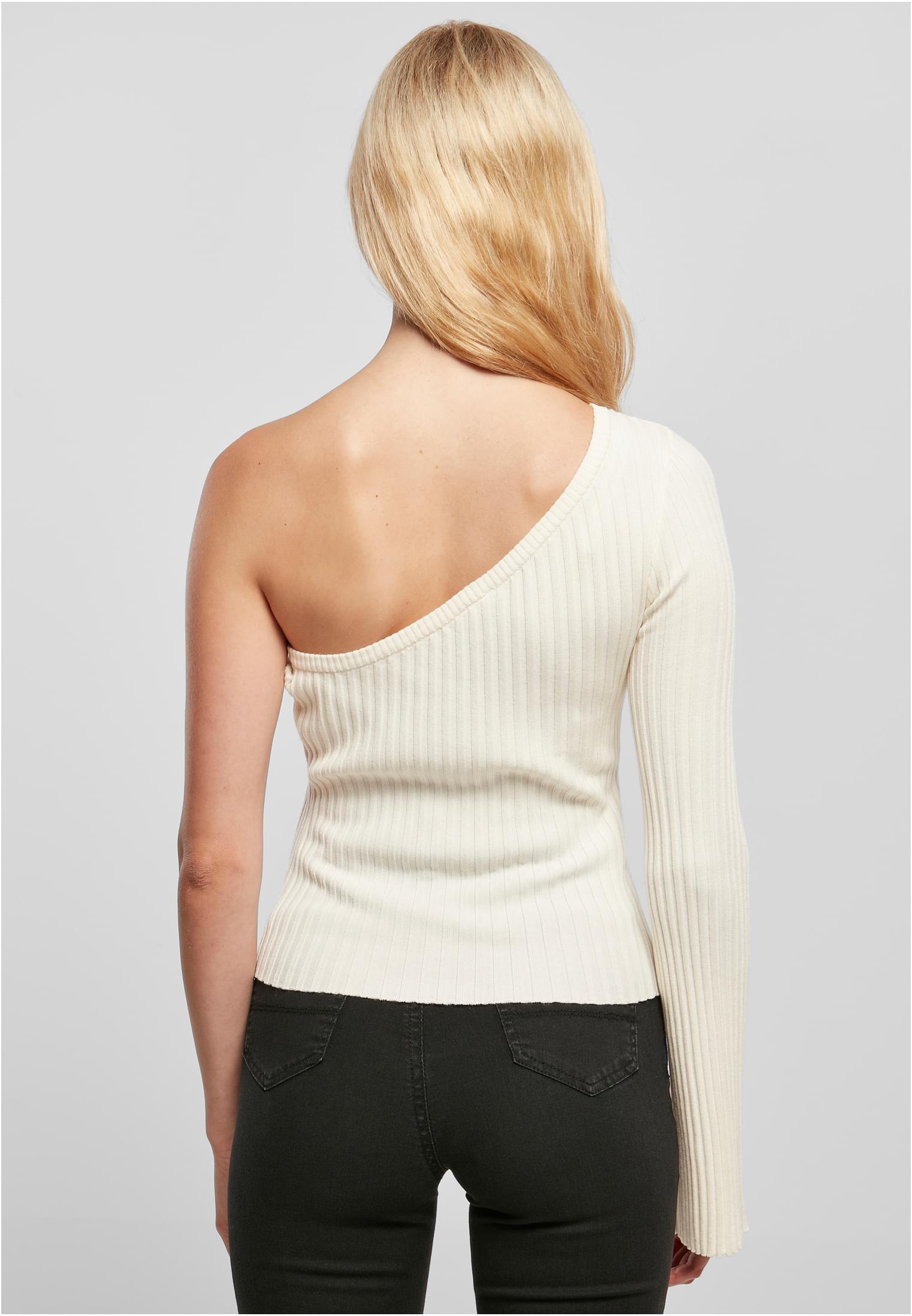 Ladies Short Rib Knit One Sleeve Sweater | whitesand