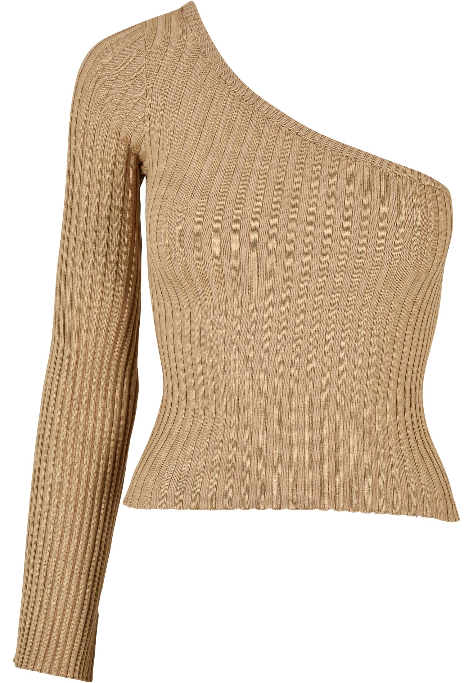 Ladies Short Rib Knit One Sleeve Sweater | unionbeige