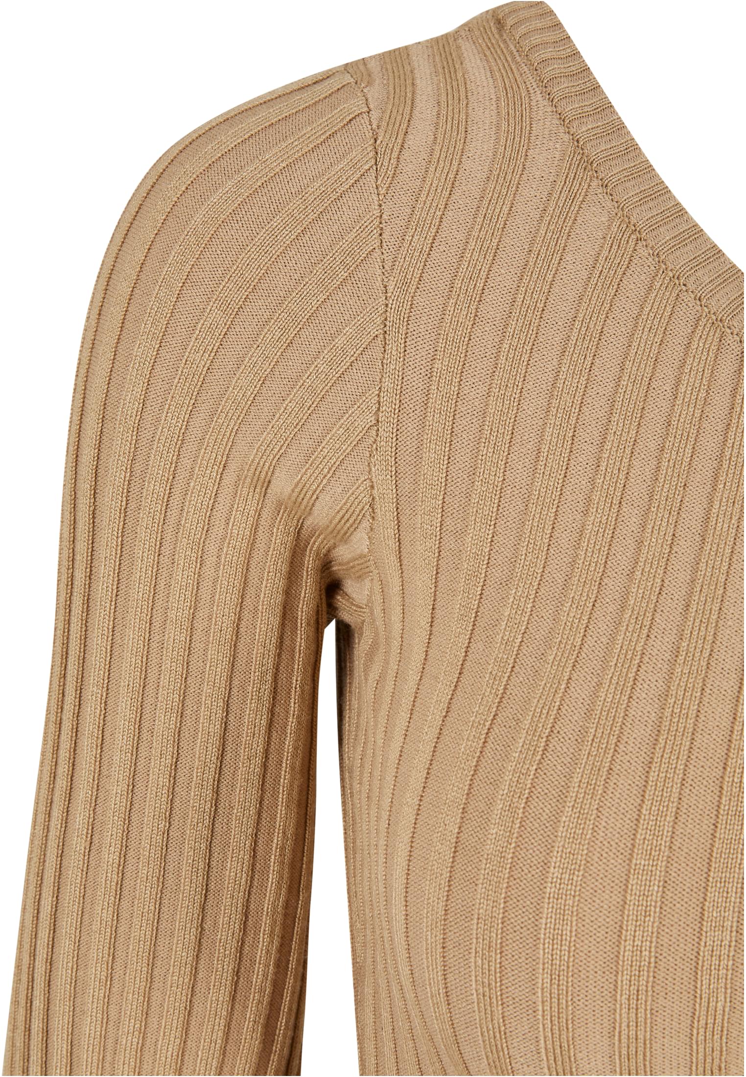 Ladies Short Rib Knit One Sleeve Sweater | unionbeige