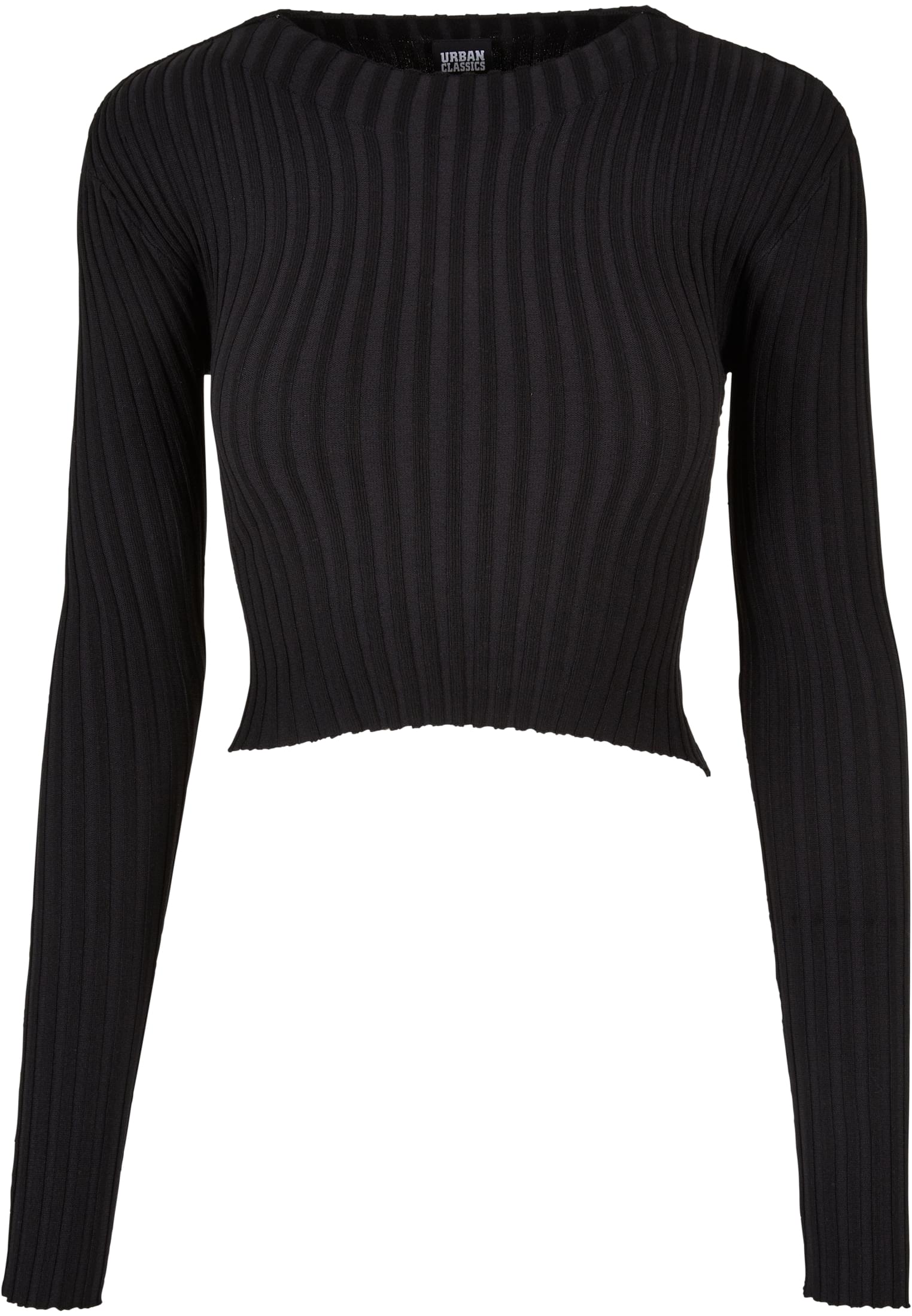 Ladies Short Rib Knit Twisted Back Sweater | black