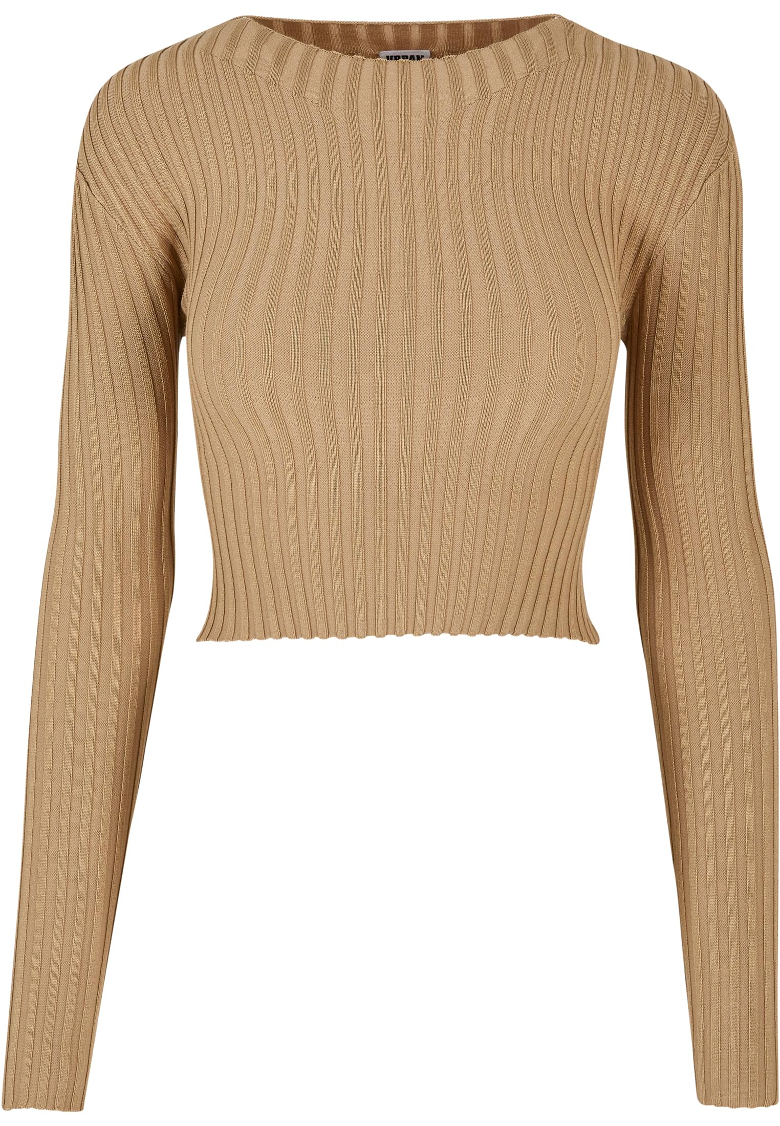 Ladies Short Rib Knit Twisted Back Sweater | unionbeige