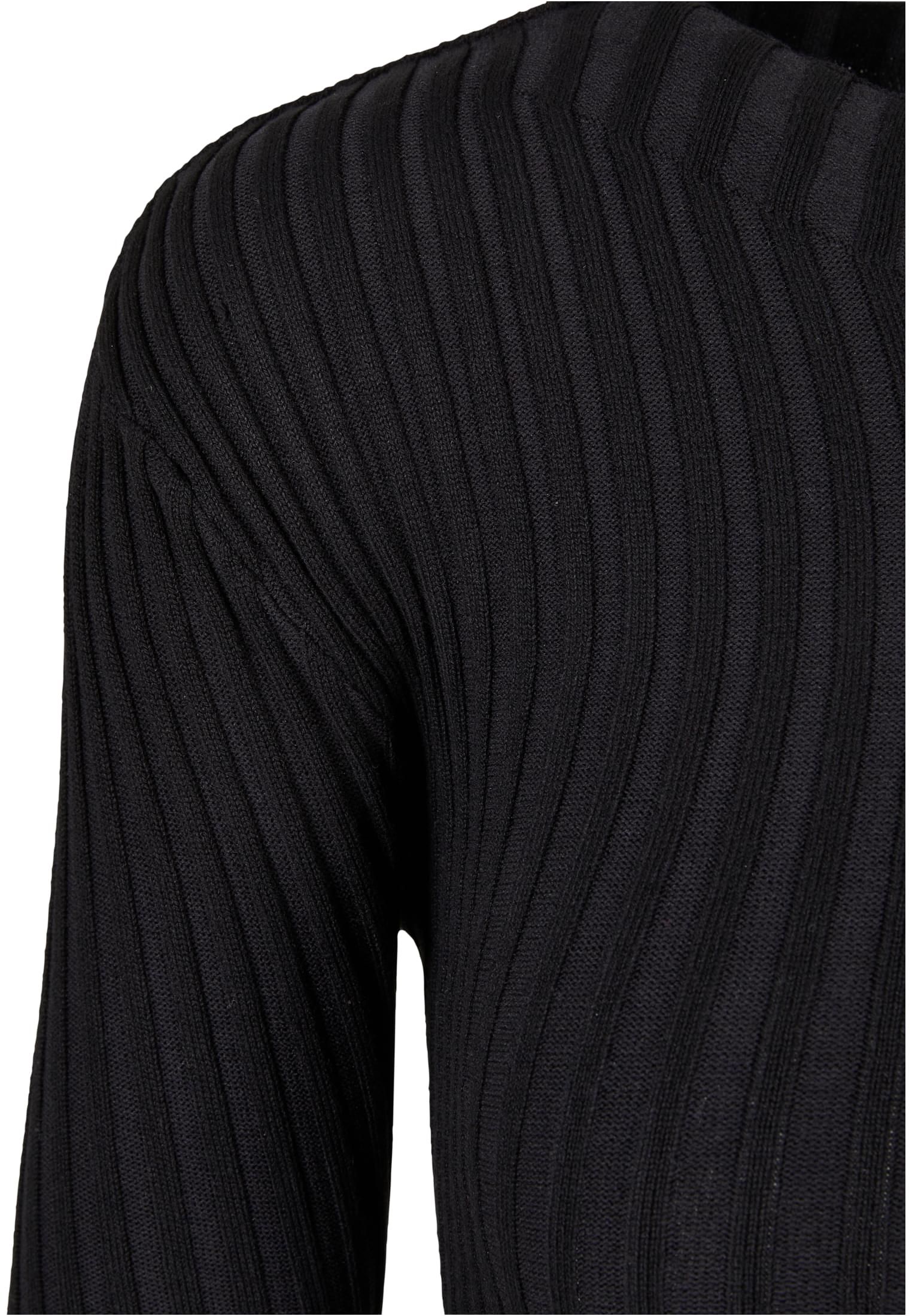 Ladies Short Rib Knit Twisted Back Sweater | black