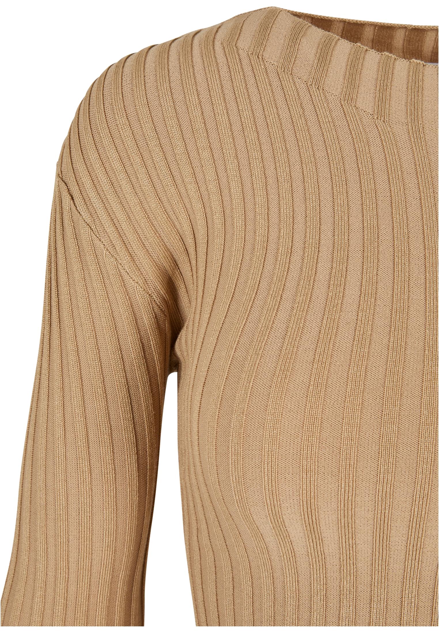 Ladies Short Rib Knit Twisted Back Sweater | unionbeige