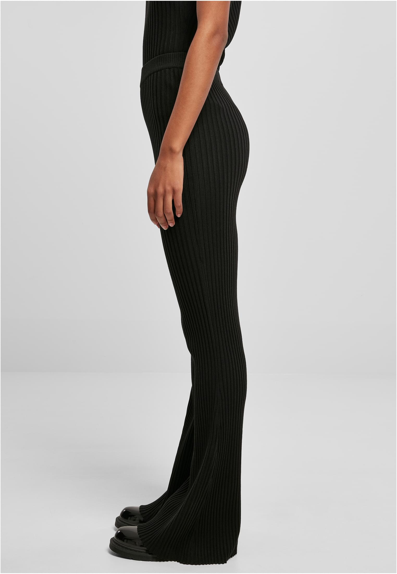 Ladies Flared Rib Knit Leggings | black