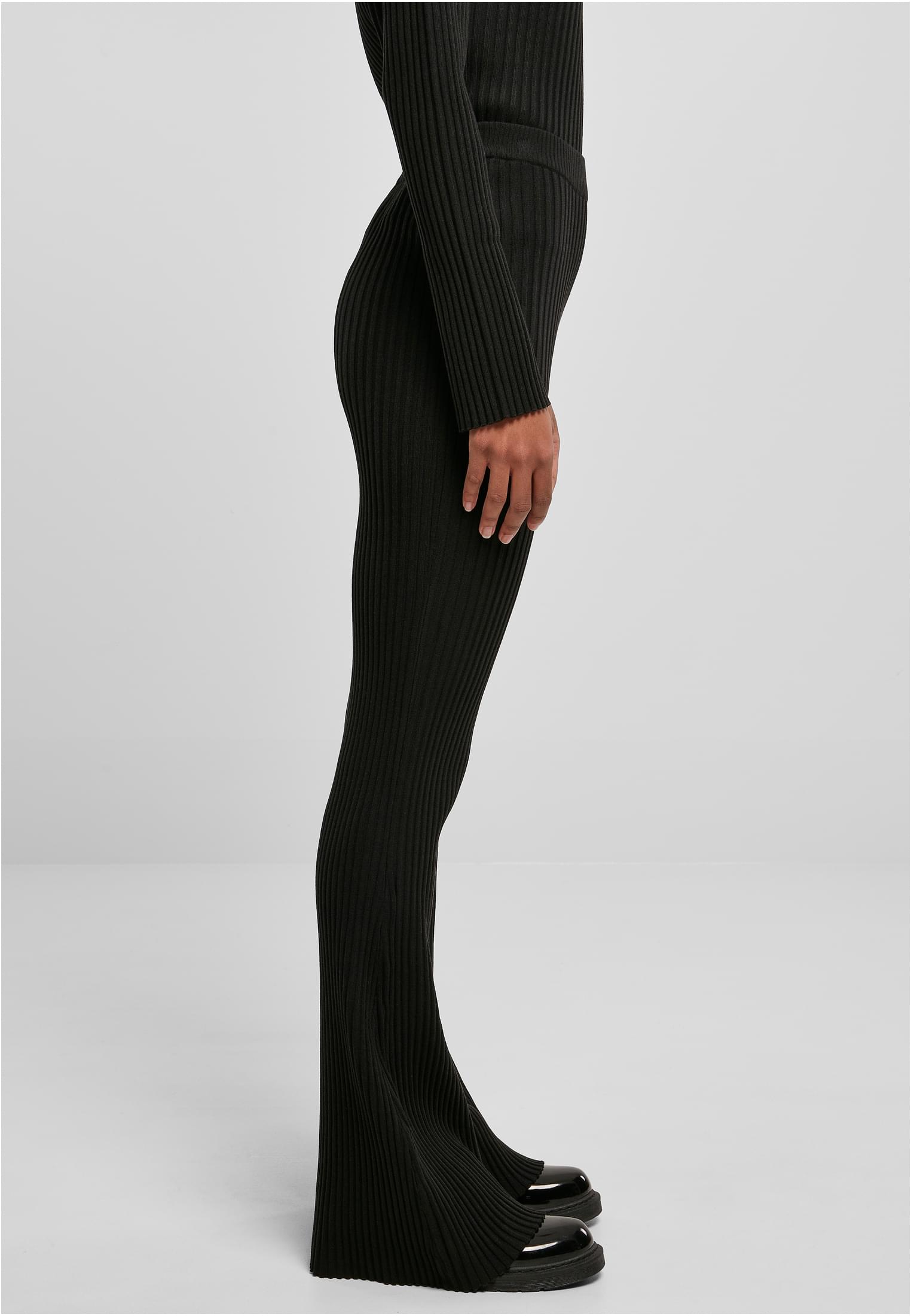 Ladies Flared Rib Knit Leggings | black