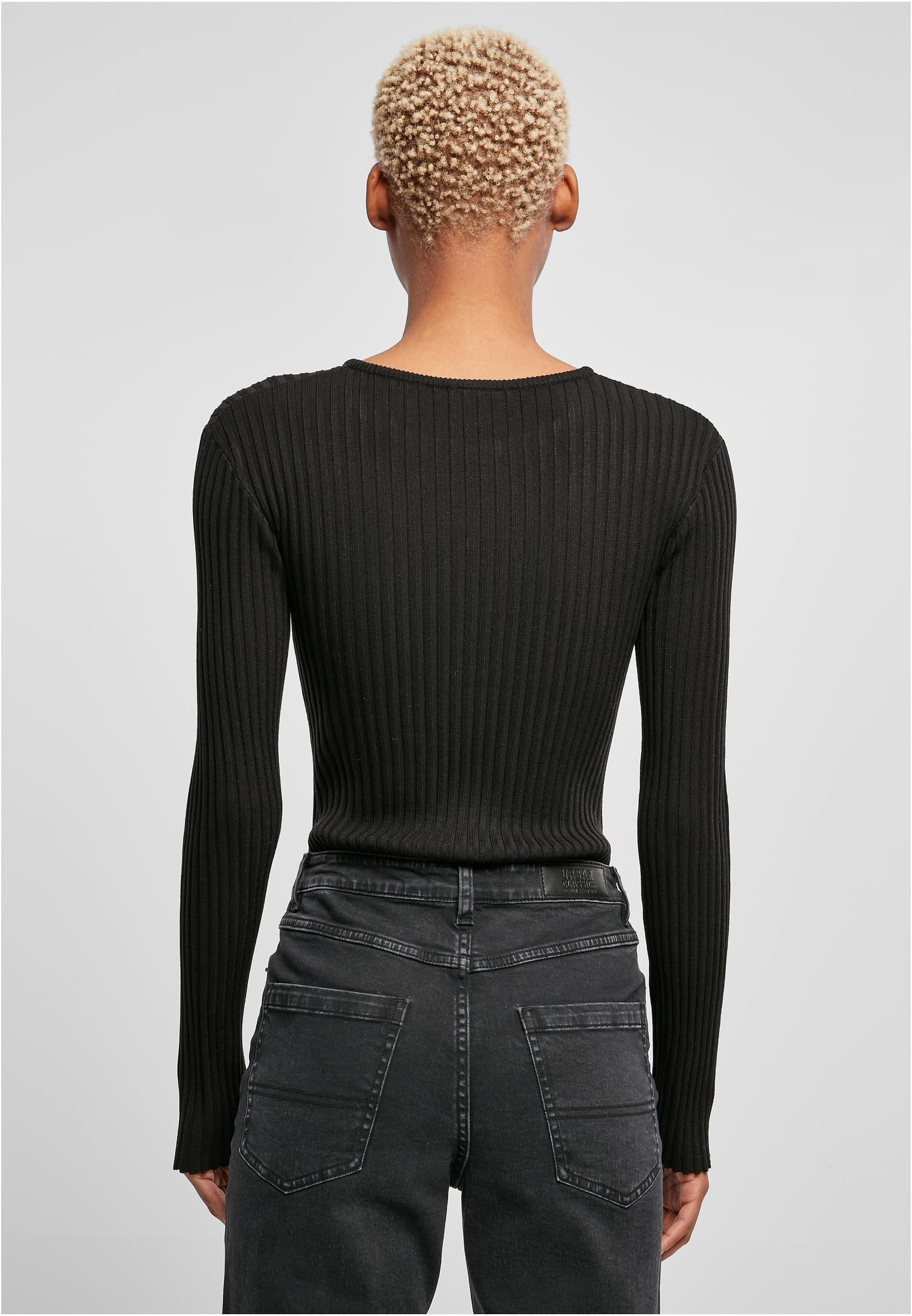 Ladies Rib Knit Longsleeve Body | black