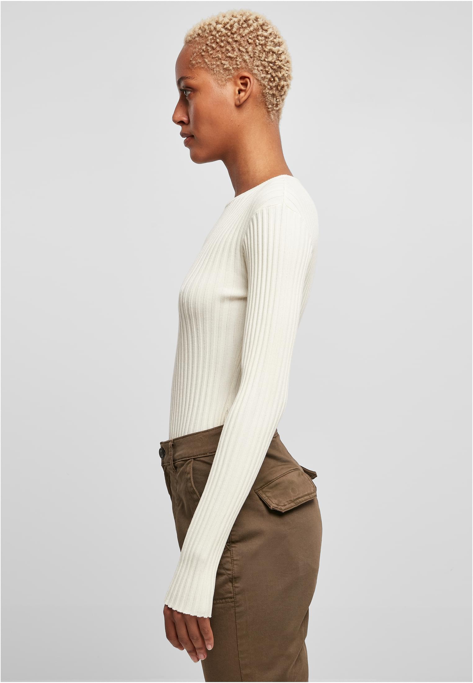 Ladies Rib Knit Longsleeve Body | whitesand