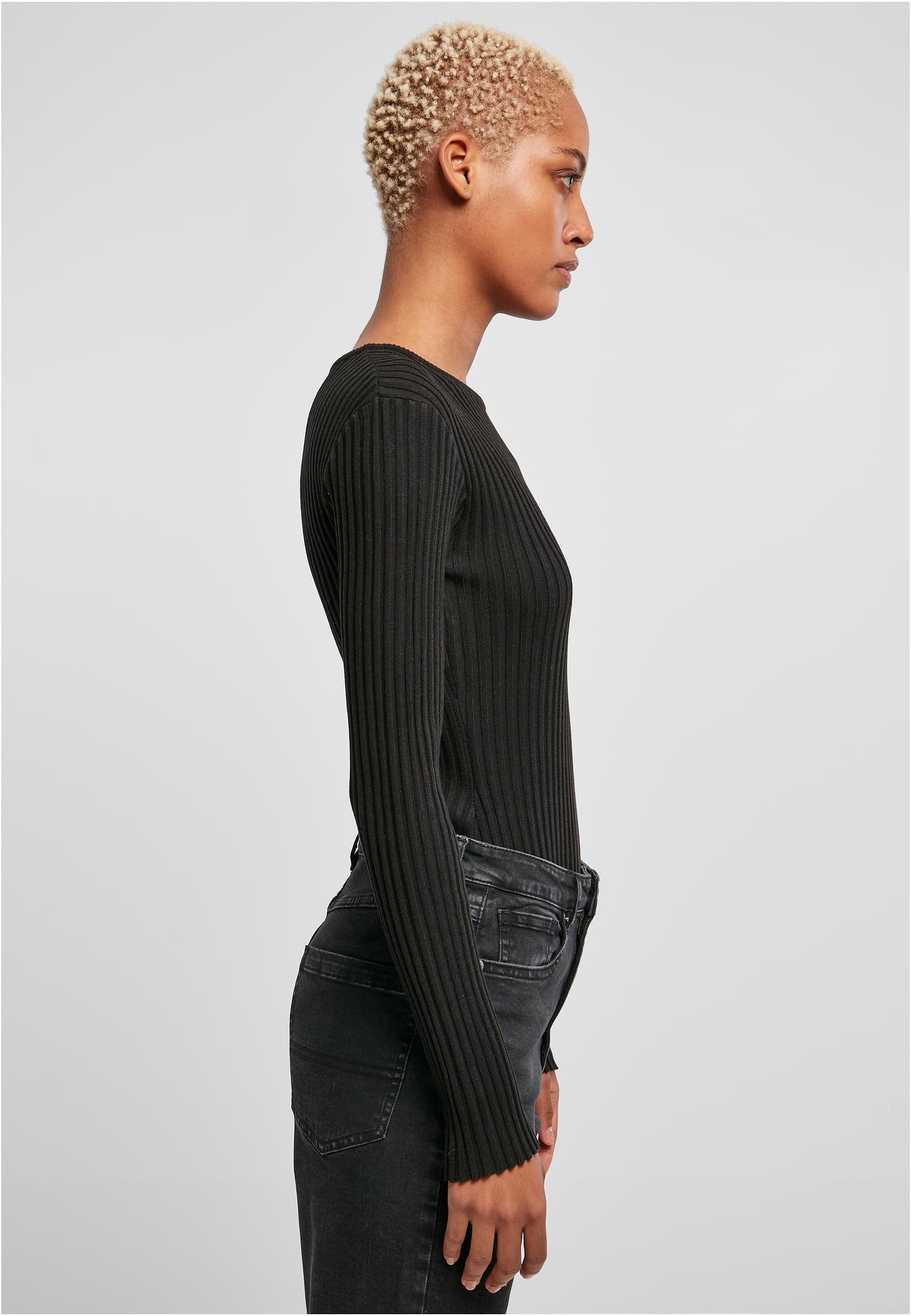 Ladies Rib Knit Longsleeve Body | black