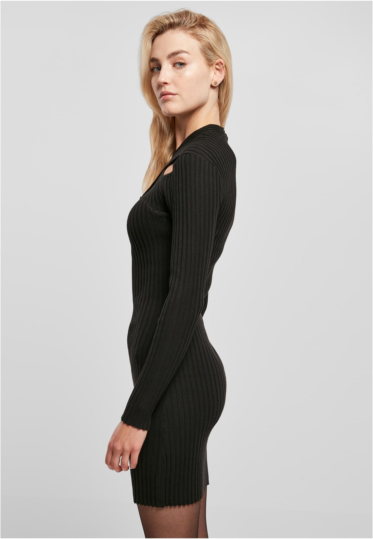 Ladies Crossed Rib Knit Dress | black