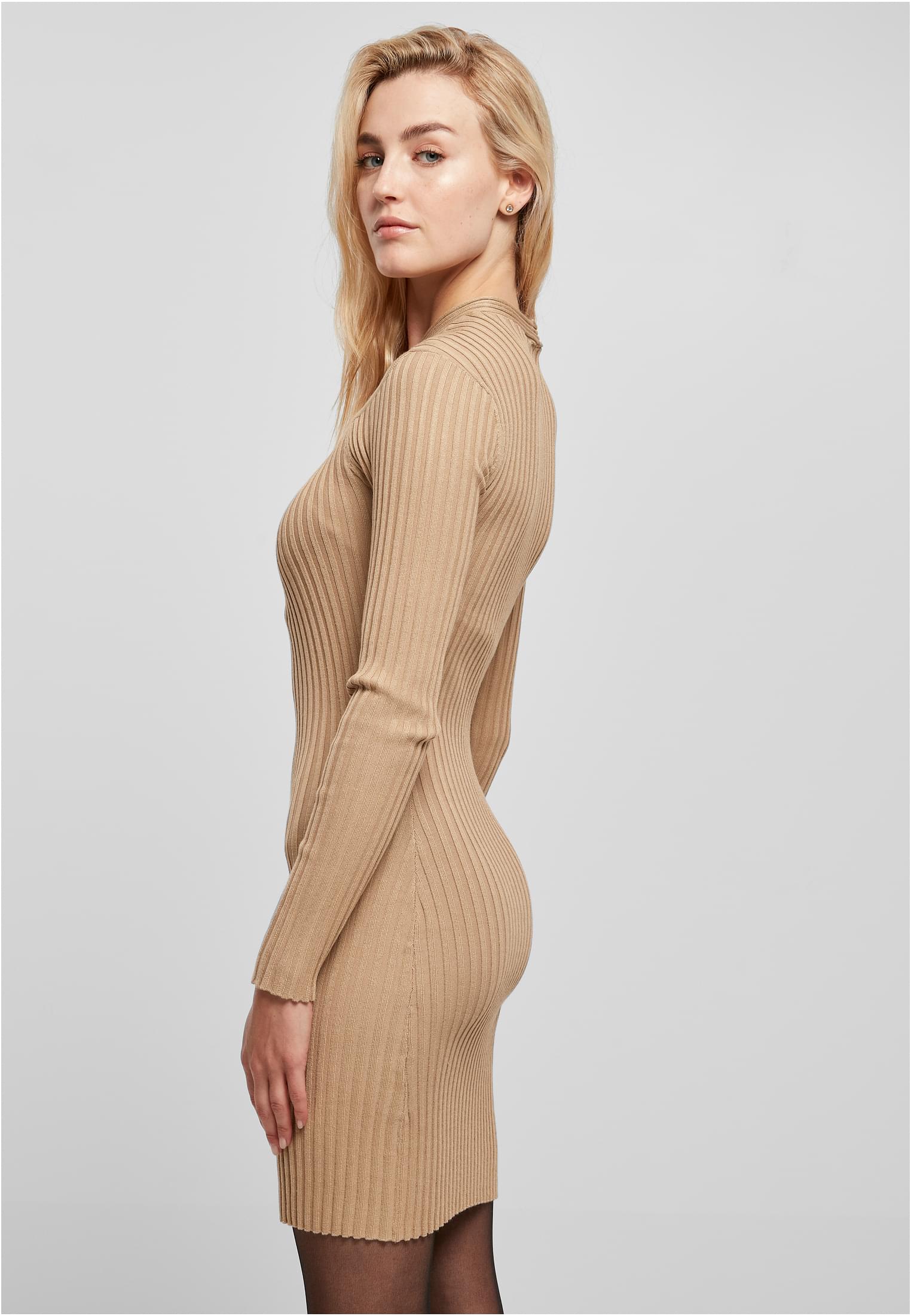 Ladies Crossed Rib Knit Dress | unionbeige