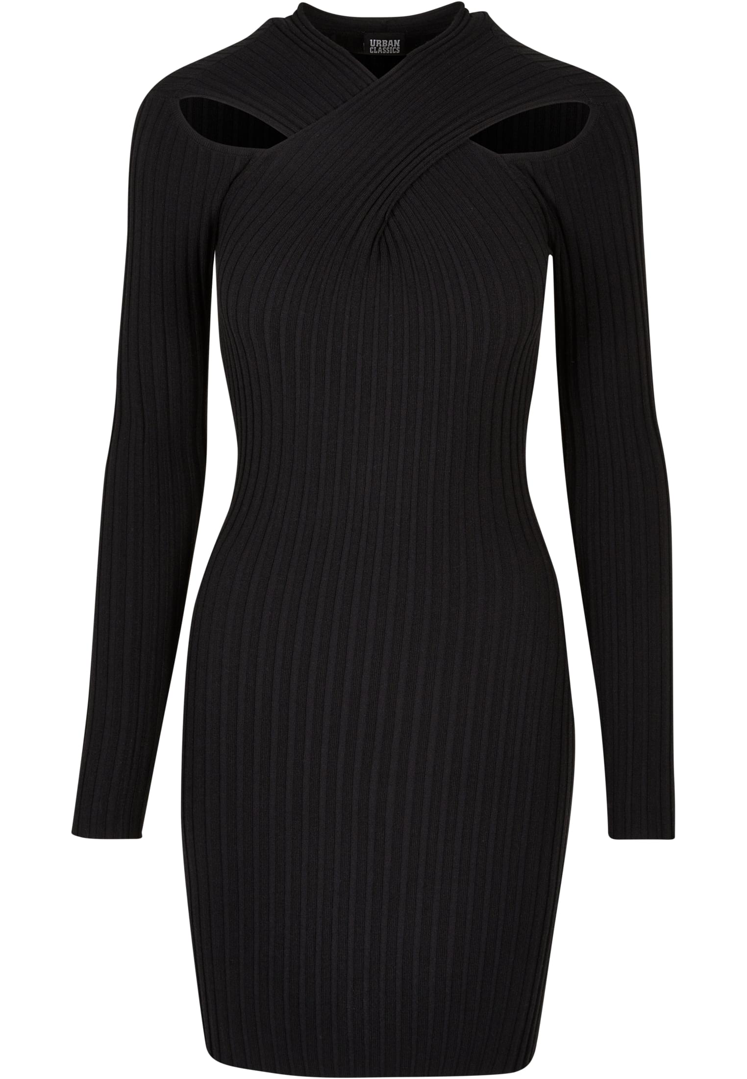 Ladies Crossed Rib Knit Dress | black