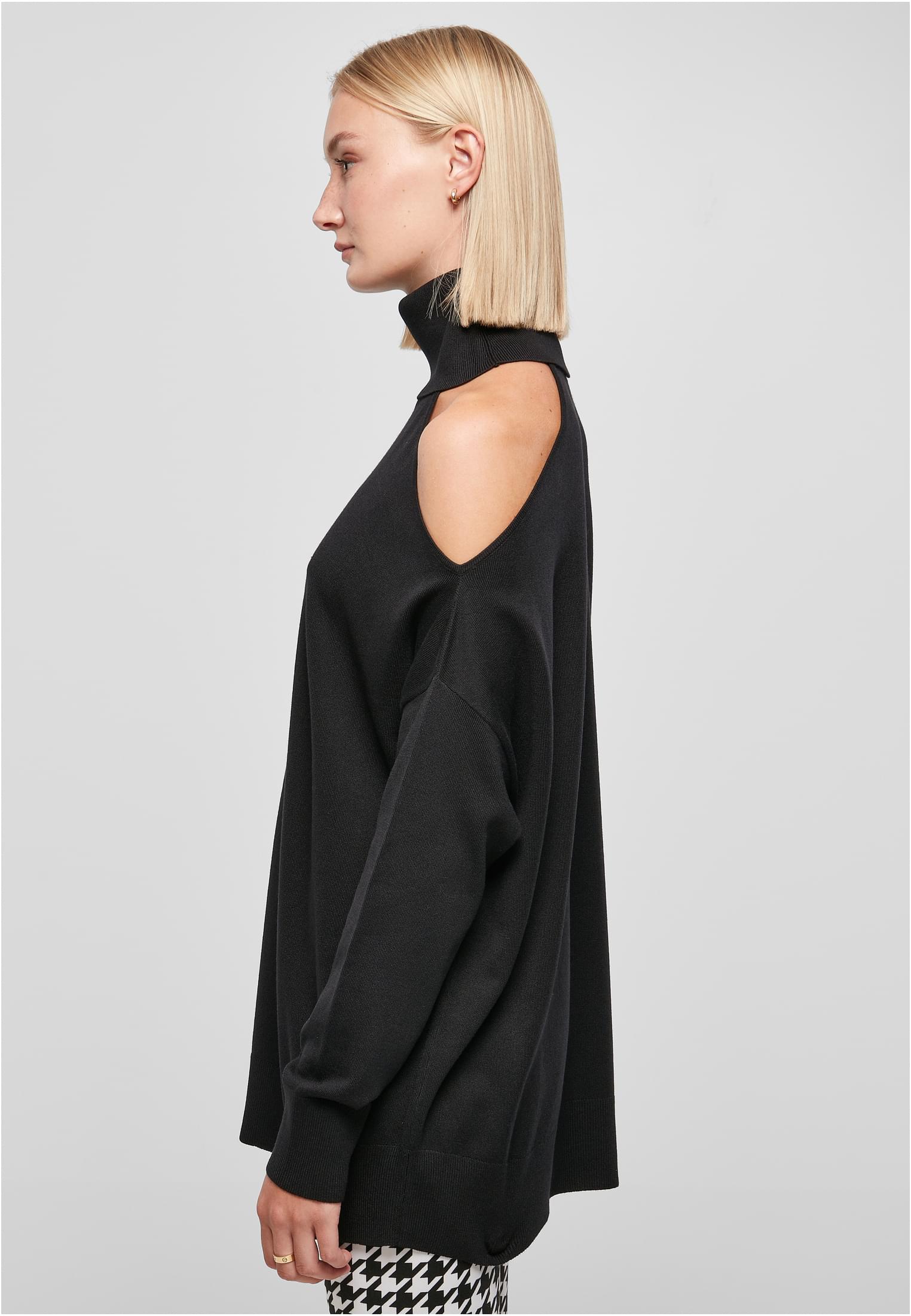 Ladies Cold Shoulder Turtelneck Sweater | black