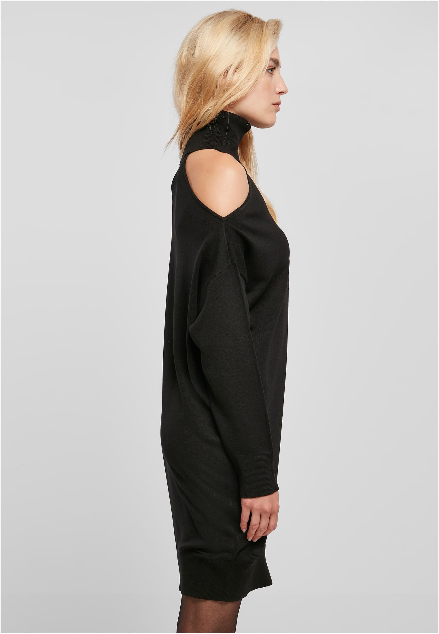 Ladies One Shoulder Knit Dress | black