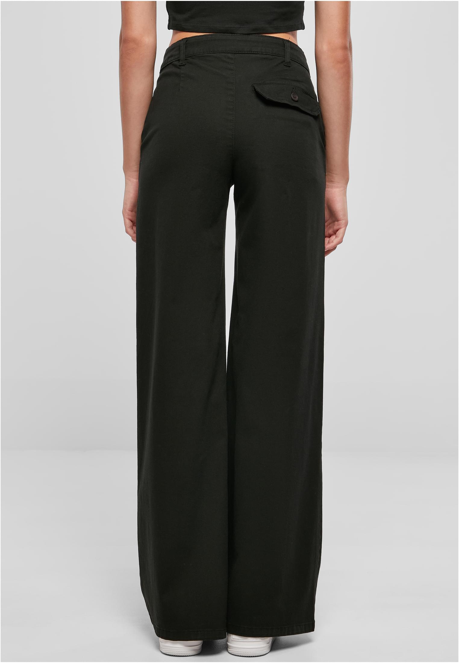 Ladies High Waist Wide Leg Chino Pants | black