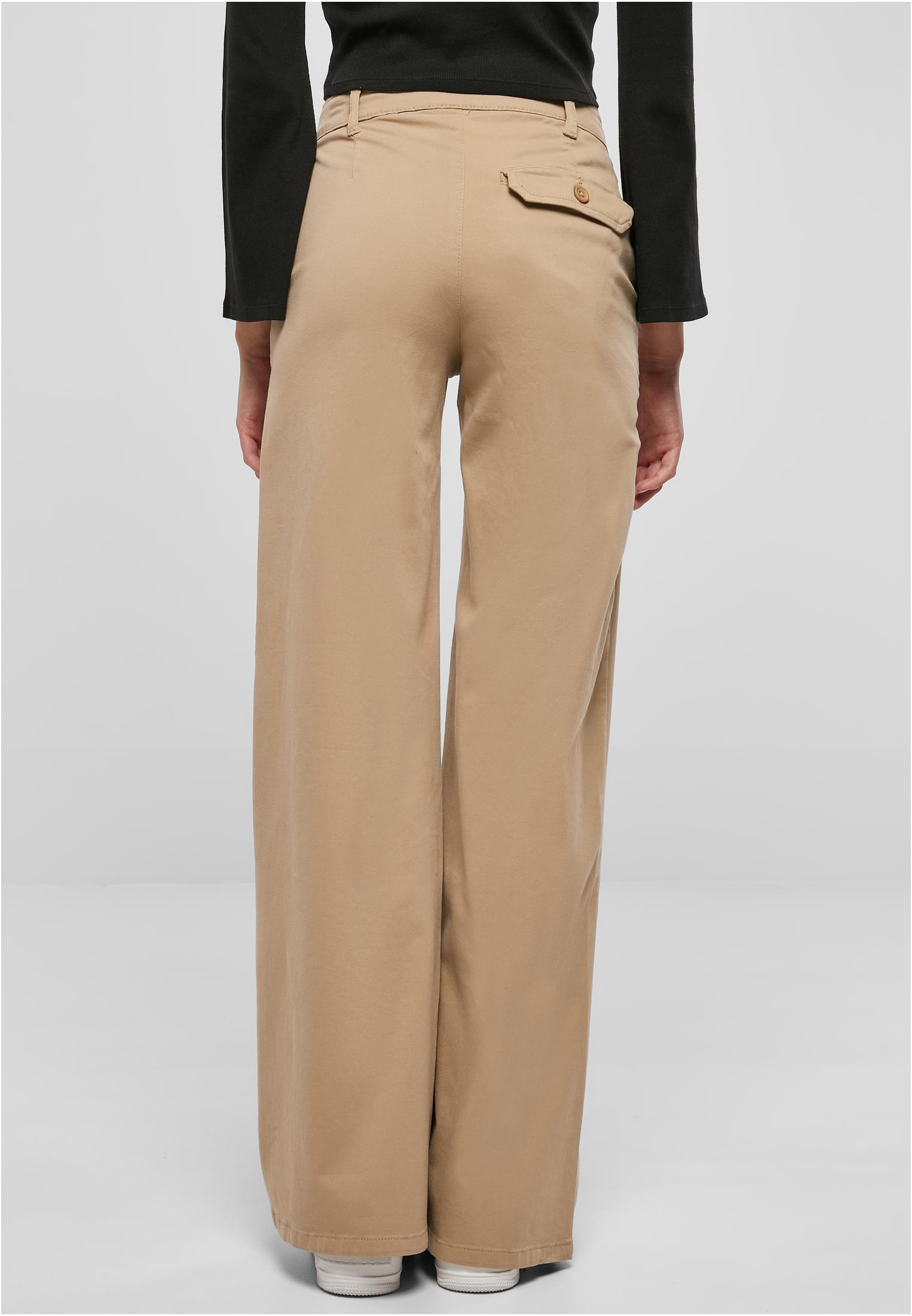 Ladies High Waist Wide Leg Chino Pants | unionbeige