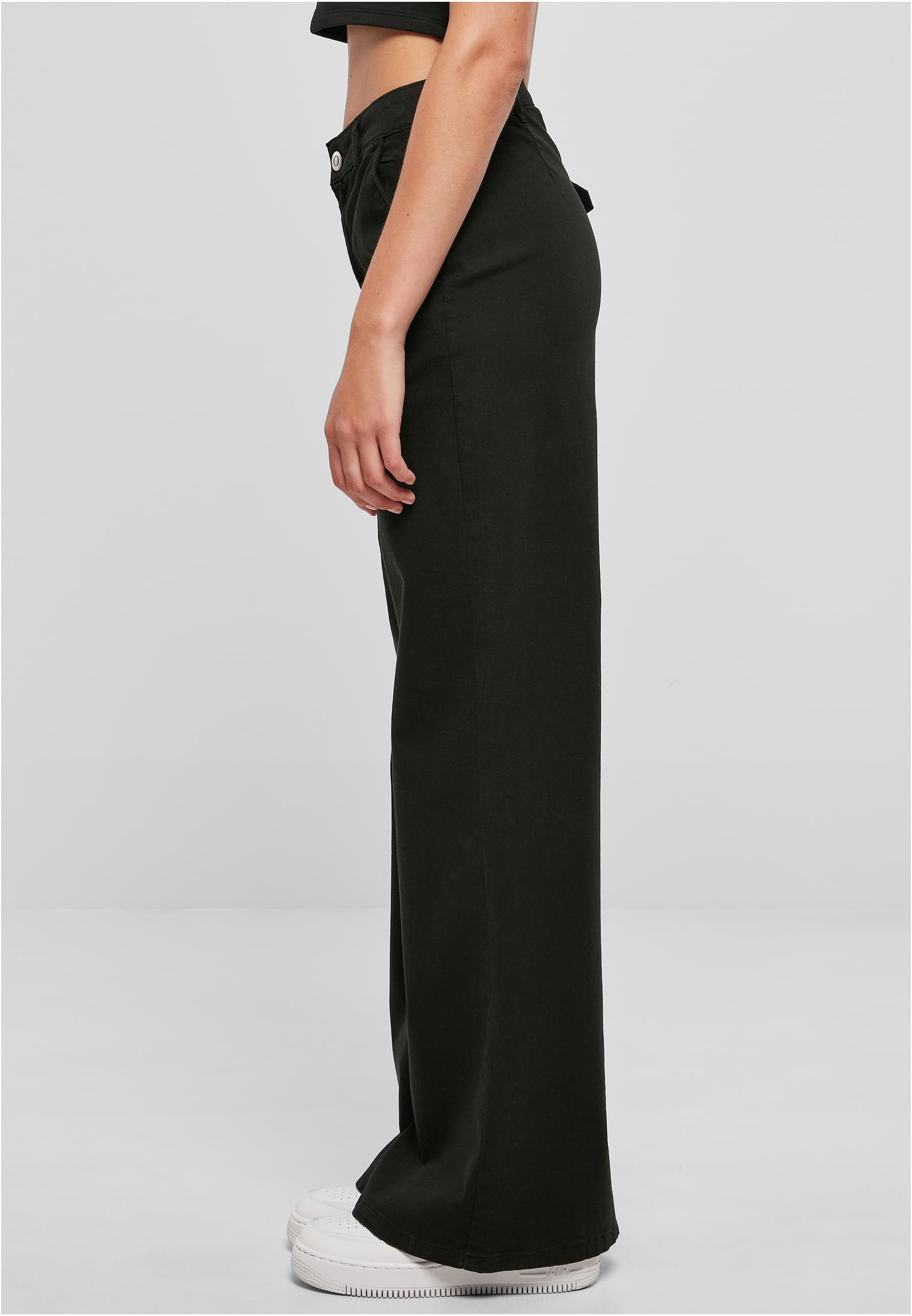 Ladies High Waist Wide Leg Chino Pants | black