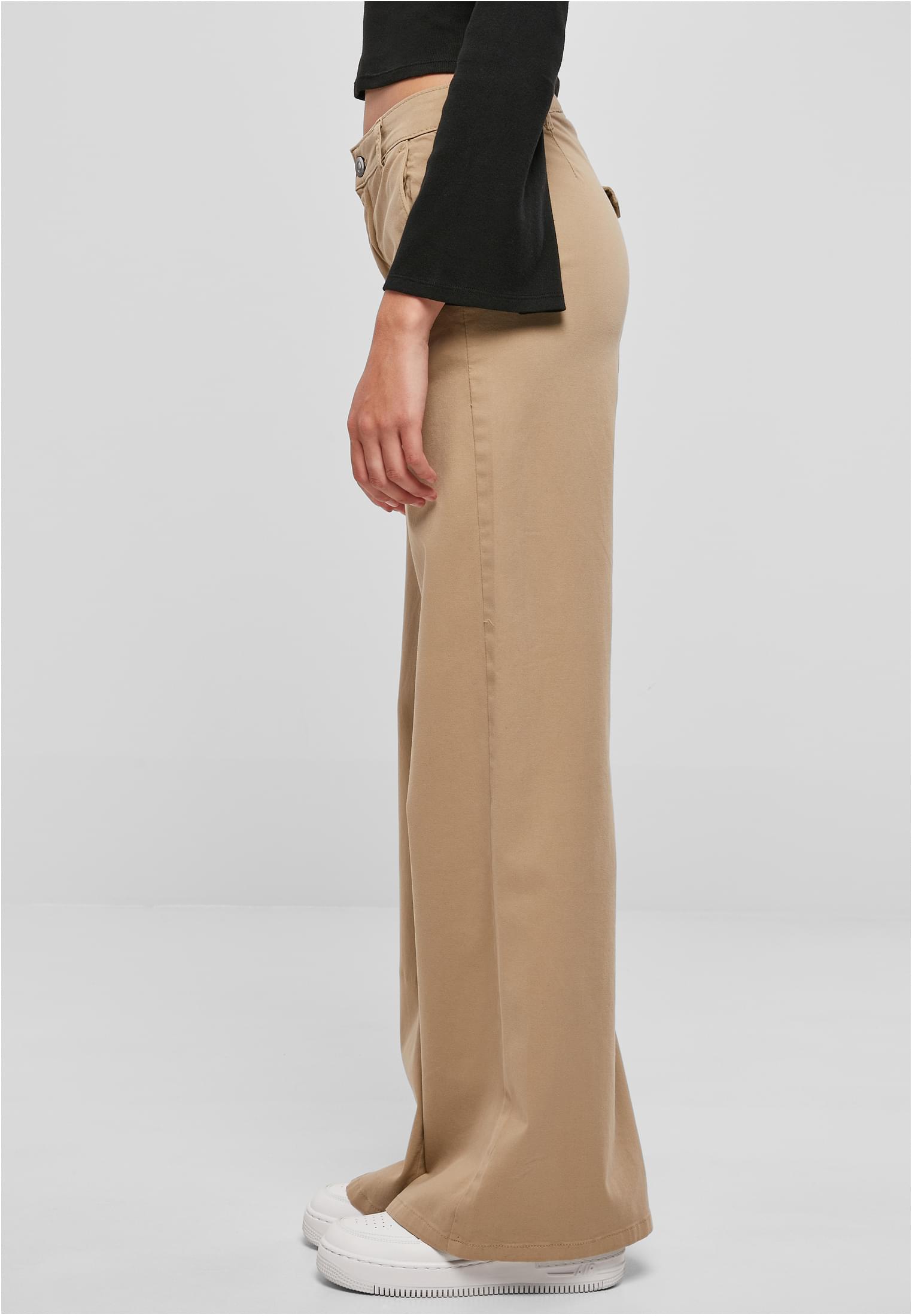 Ladies High Waist Wide Leg Chino Pants | unionbeige