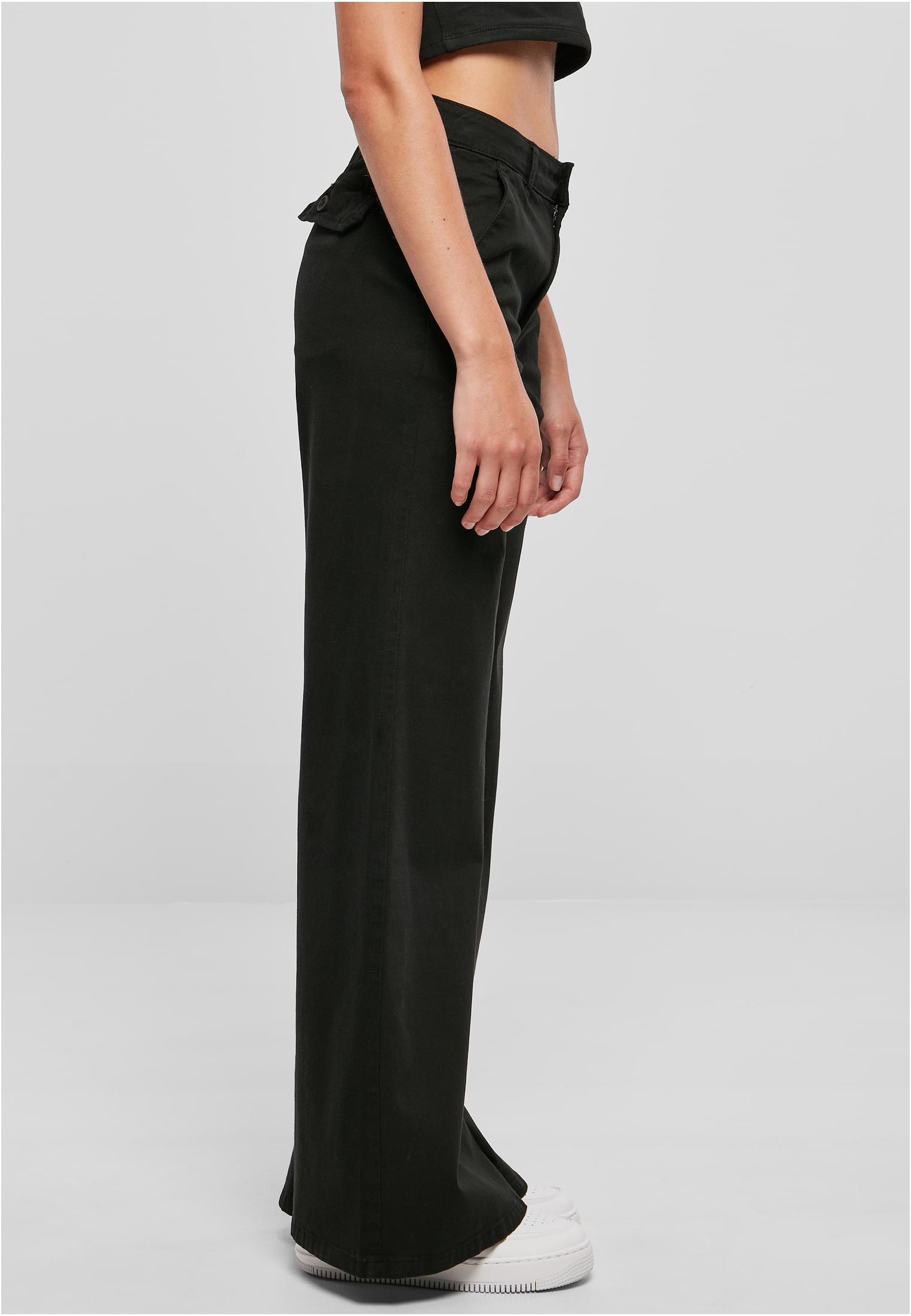 Ladies High Waist Wide Leg Chino Pants | black