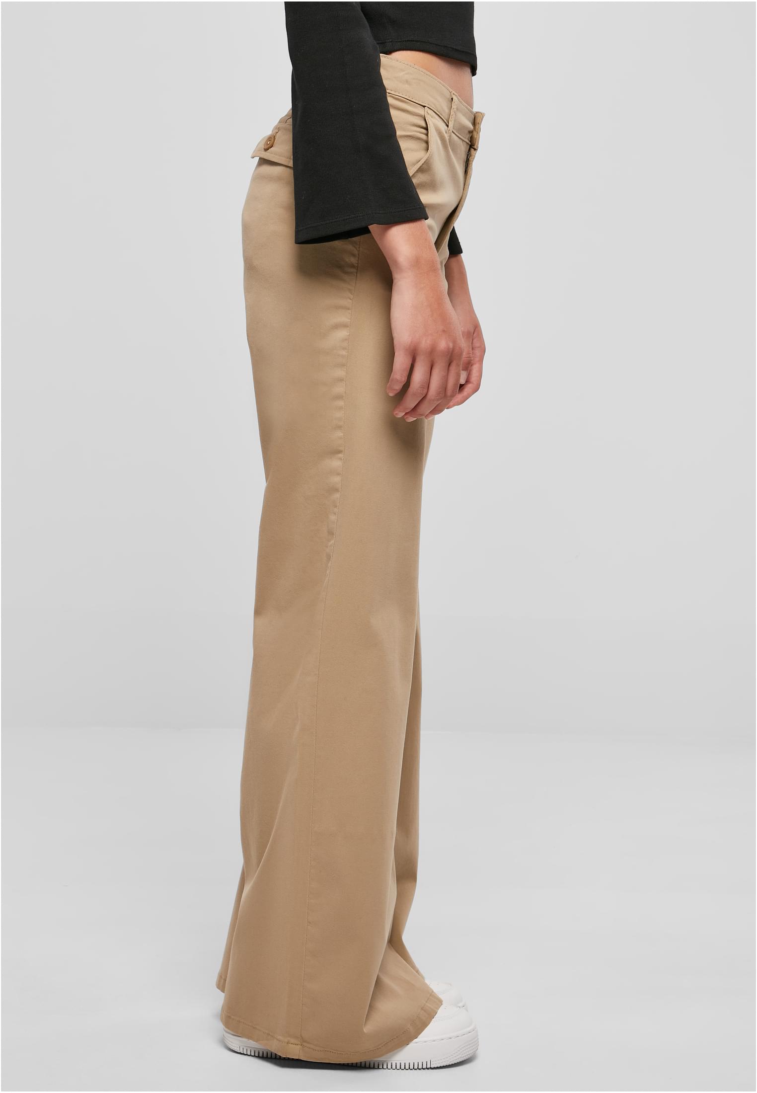 Ladies High Waist Wide Leg Chino Pants | unionbeige