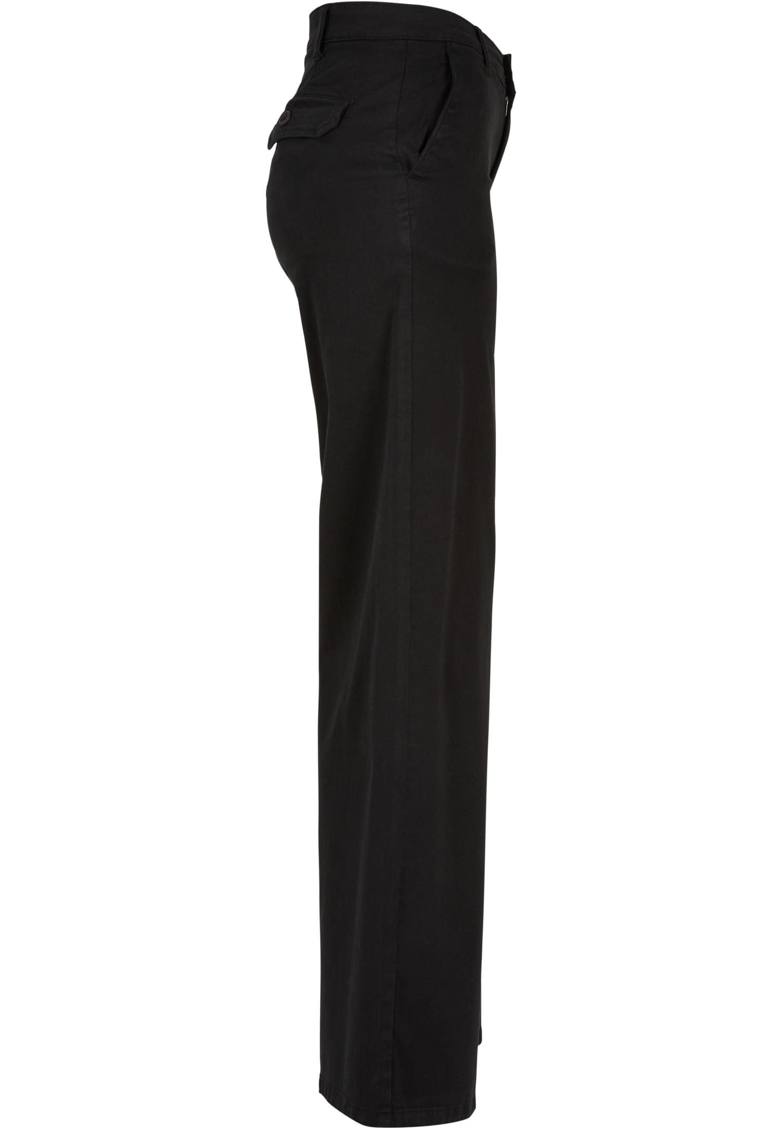 Ladies High Waist Wide Leg Chino Pants | black