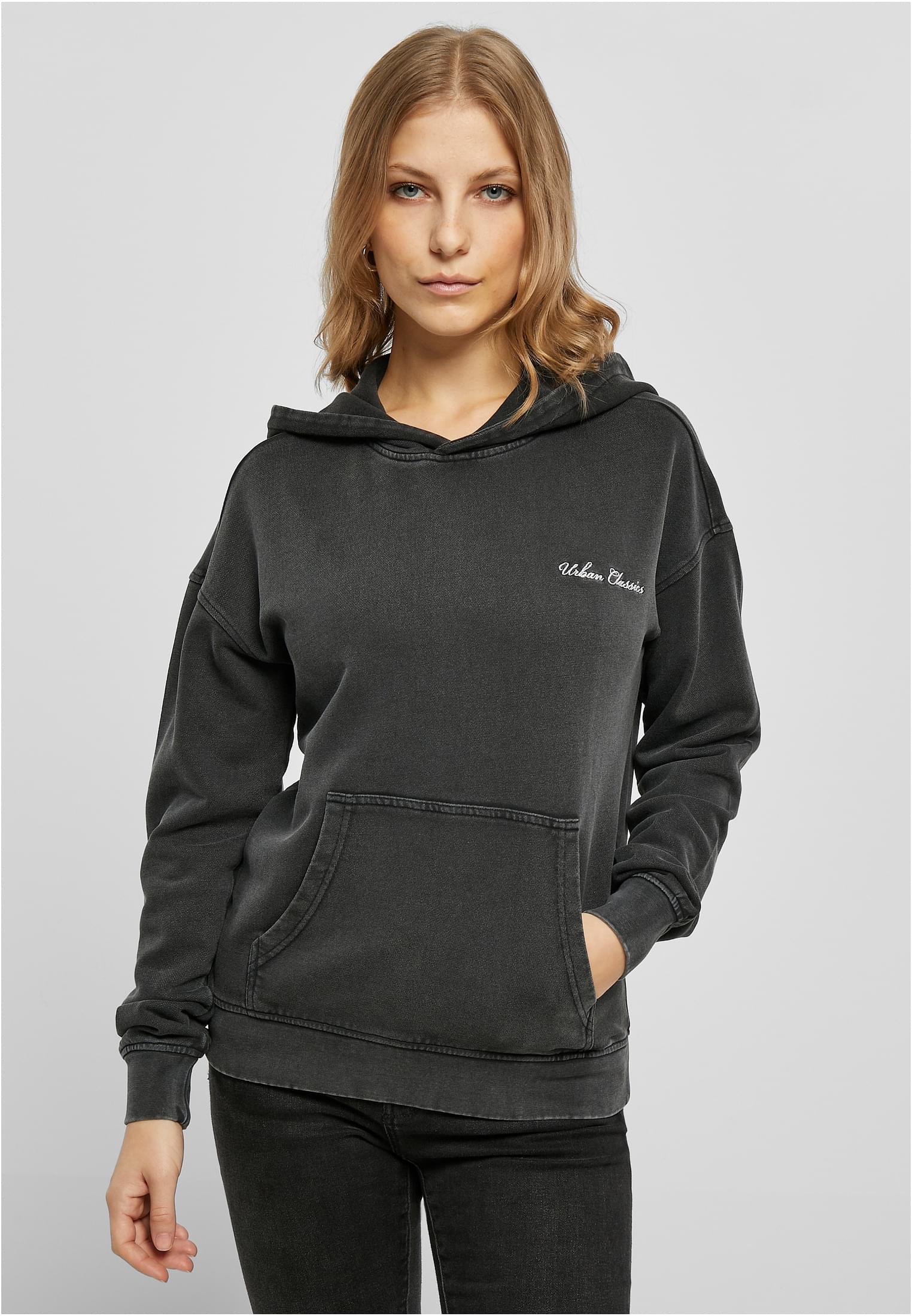 Ladies Small Embroidery Terry Hoody | black