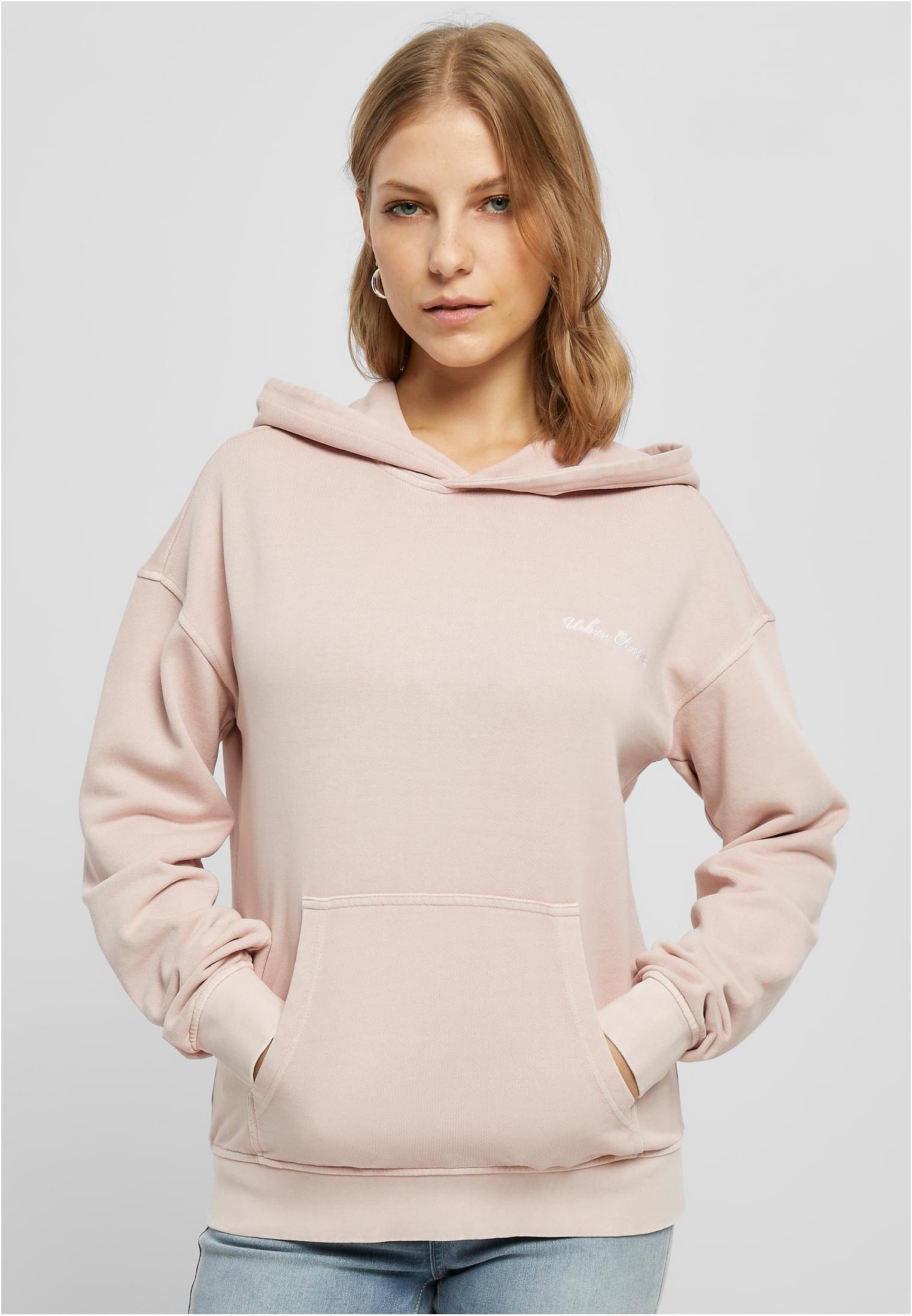 Ladies Small Embroidery Terry Hoody | pink