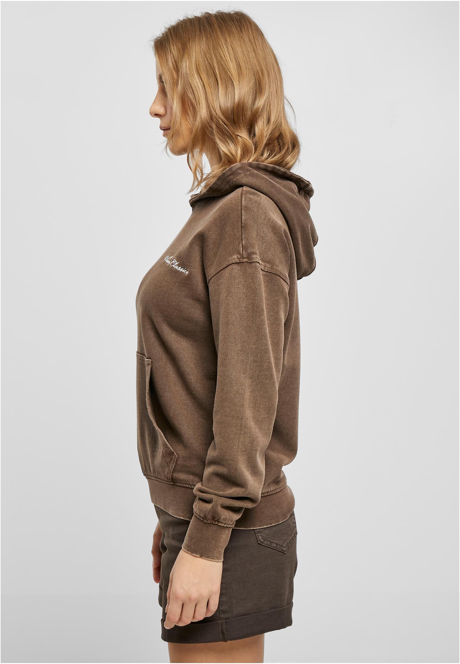 Ladies Small Embroidery Terry Hoody | brown