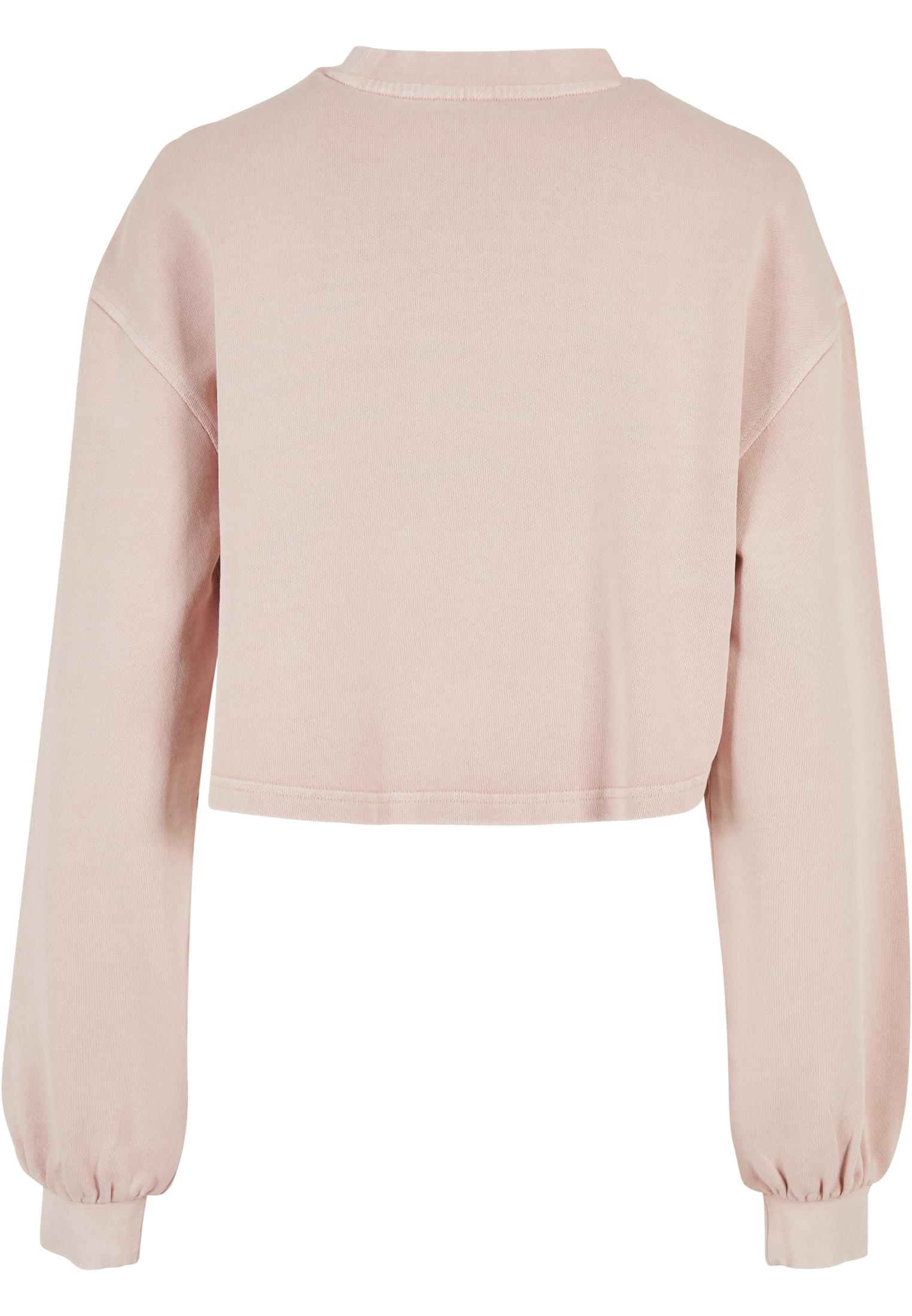 Ladies Cropped Small Embroidery Terry Crewneck | pink