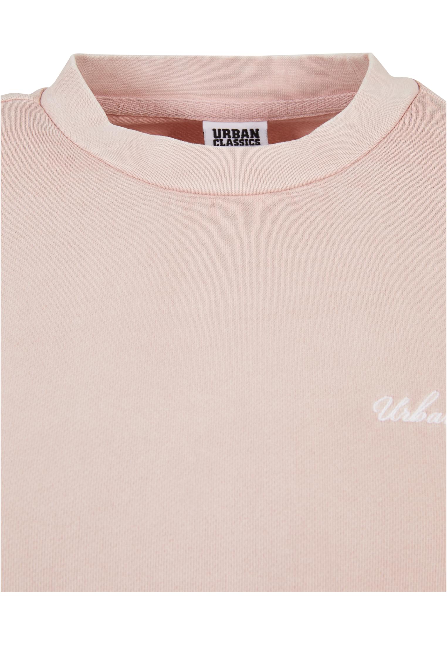 Ladies Cropped Small Embroidery Terry Crewneck | pink