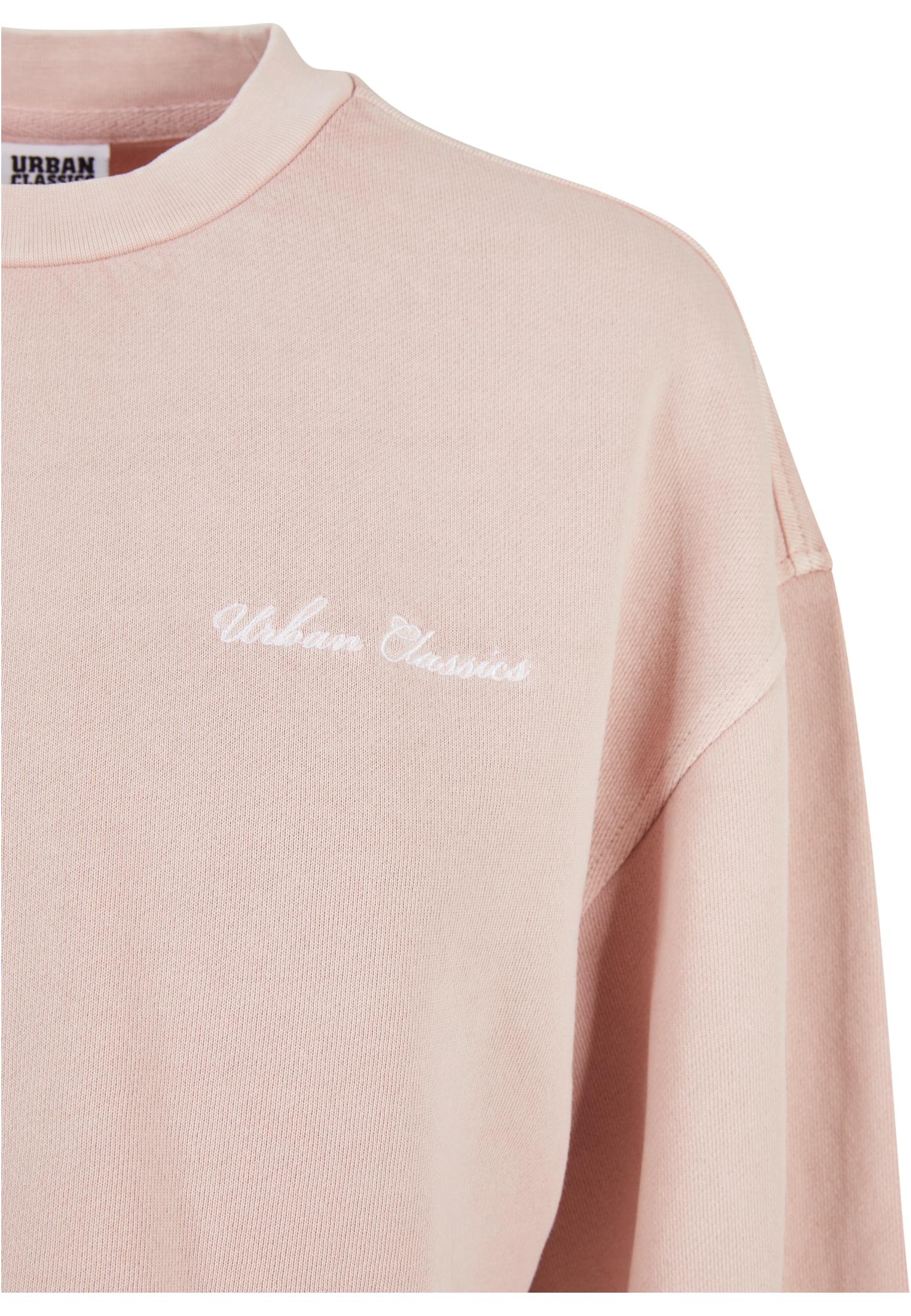 Ladies Cropped Small Embroidery Terry Crewneck | pink