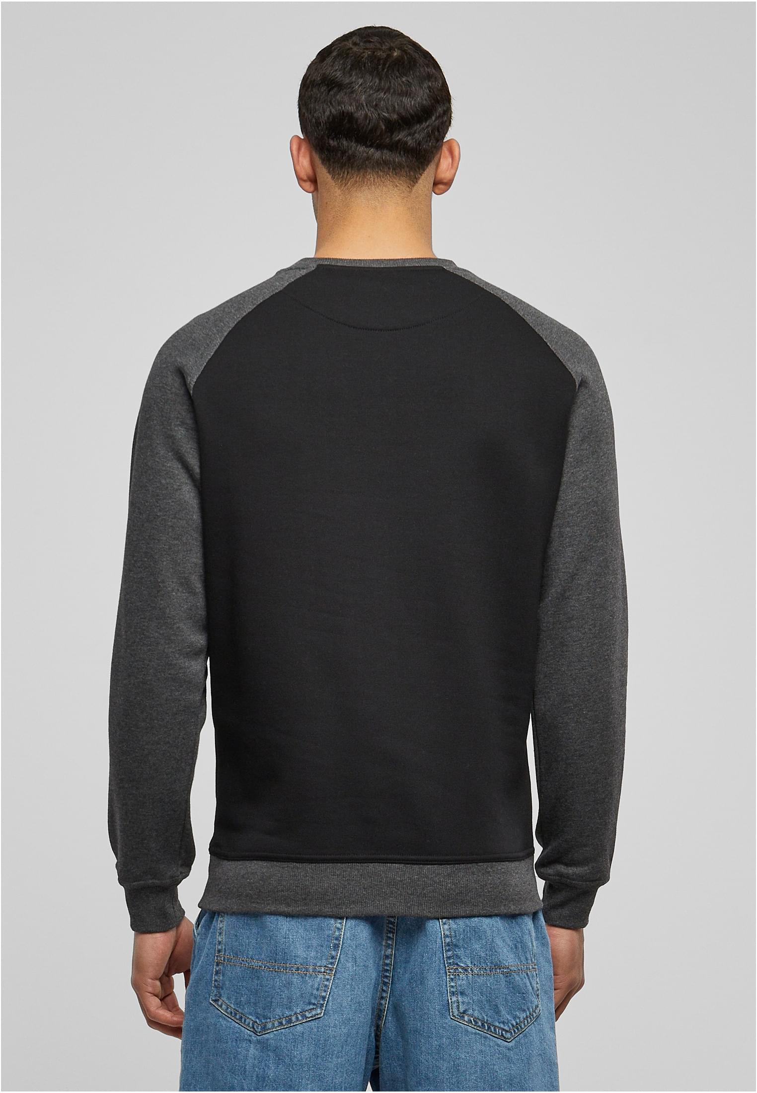 2-tone Raglan Crewneck | blk/cha