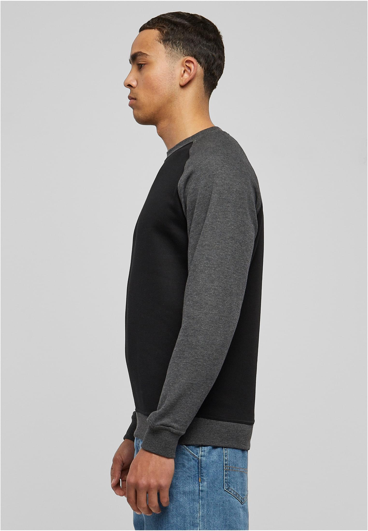 2-tone Raglan Crewneck | blk/cha