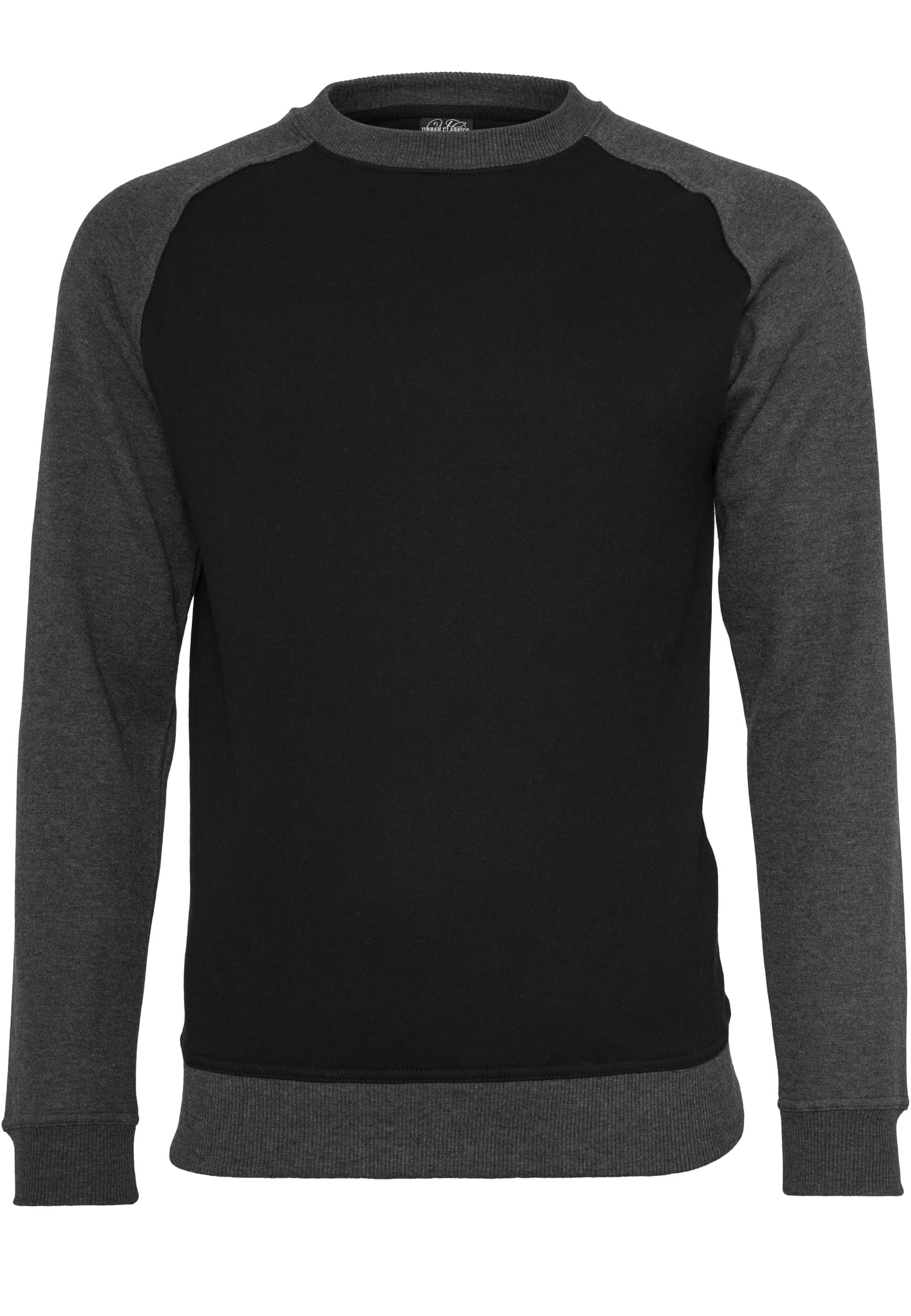 2-tone Raglan Crewneck | blk/cha