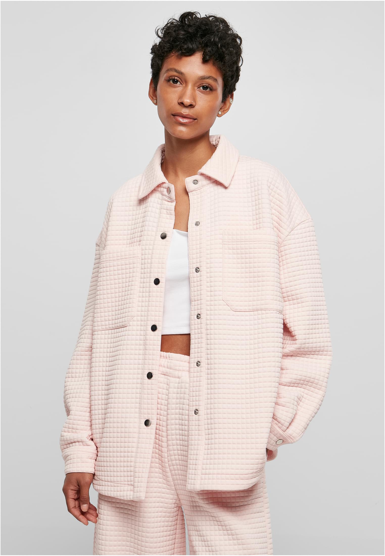 Ladies Quilted Sweat Overshirt | pink