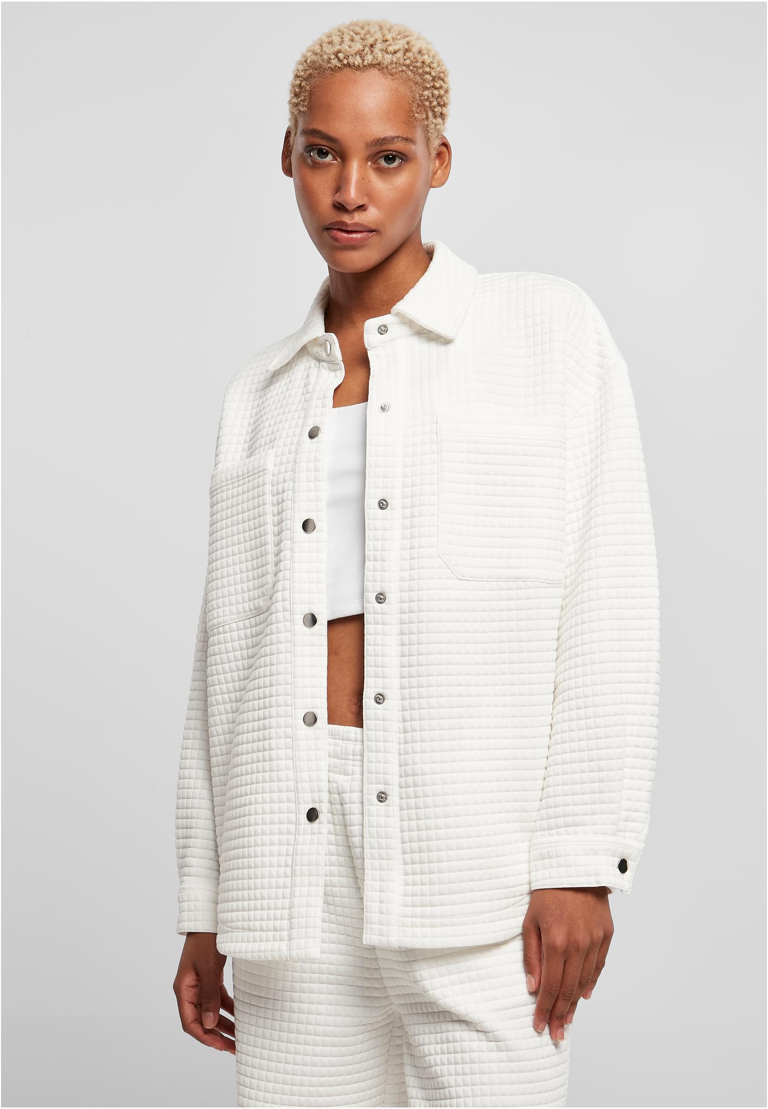 Ladies Quilted Sweat Overshirt | white