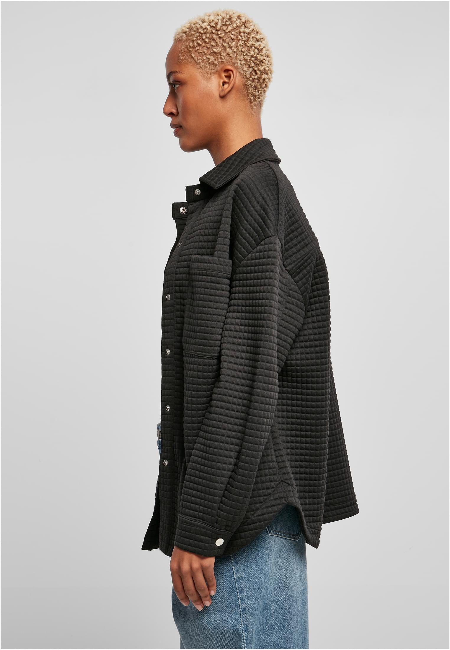 Ladies Quilted Sweat Overshirt | black