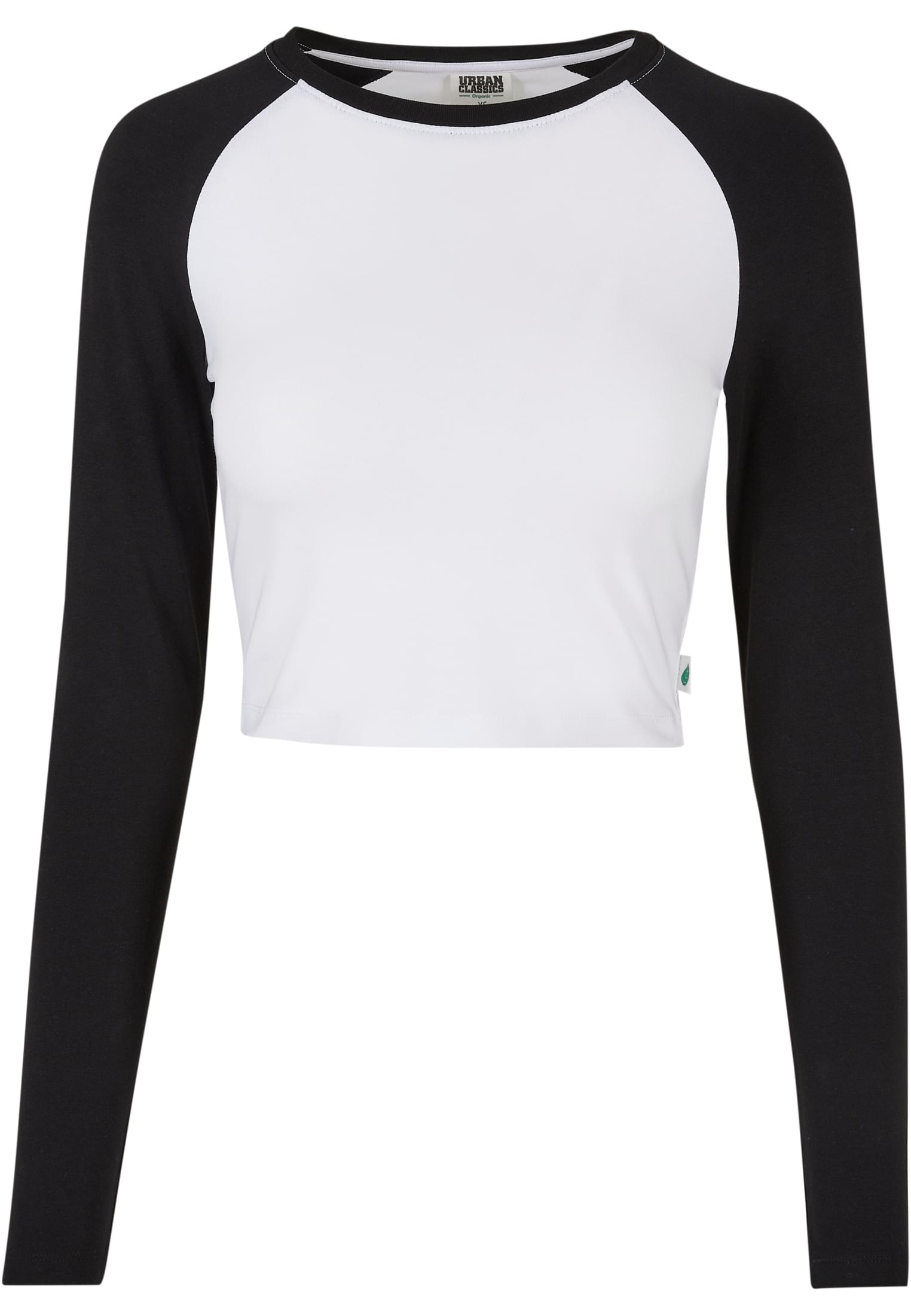 Ladies Organic Cropped Retro Baseball Longsleeve | white/black