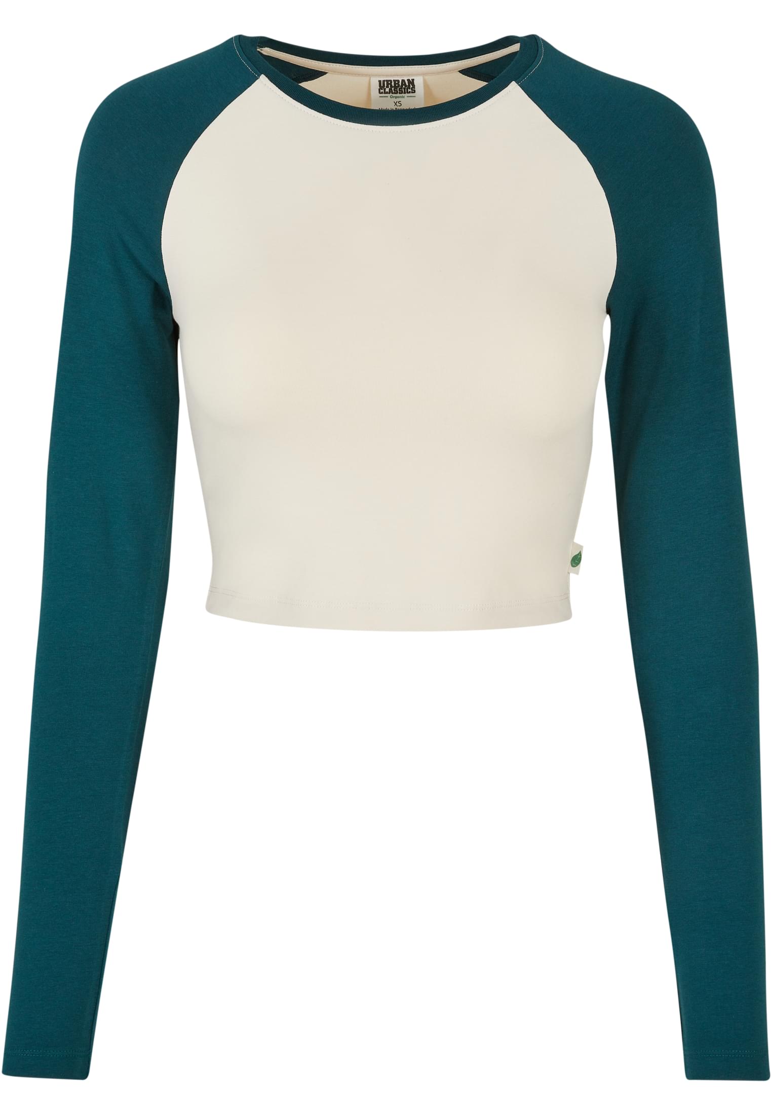 Ladies Organic Cropped Retro Baseball Longsleeve | whitesand/jasper