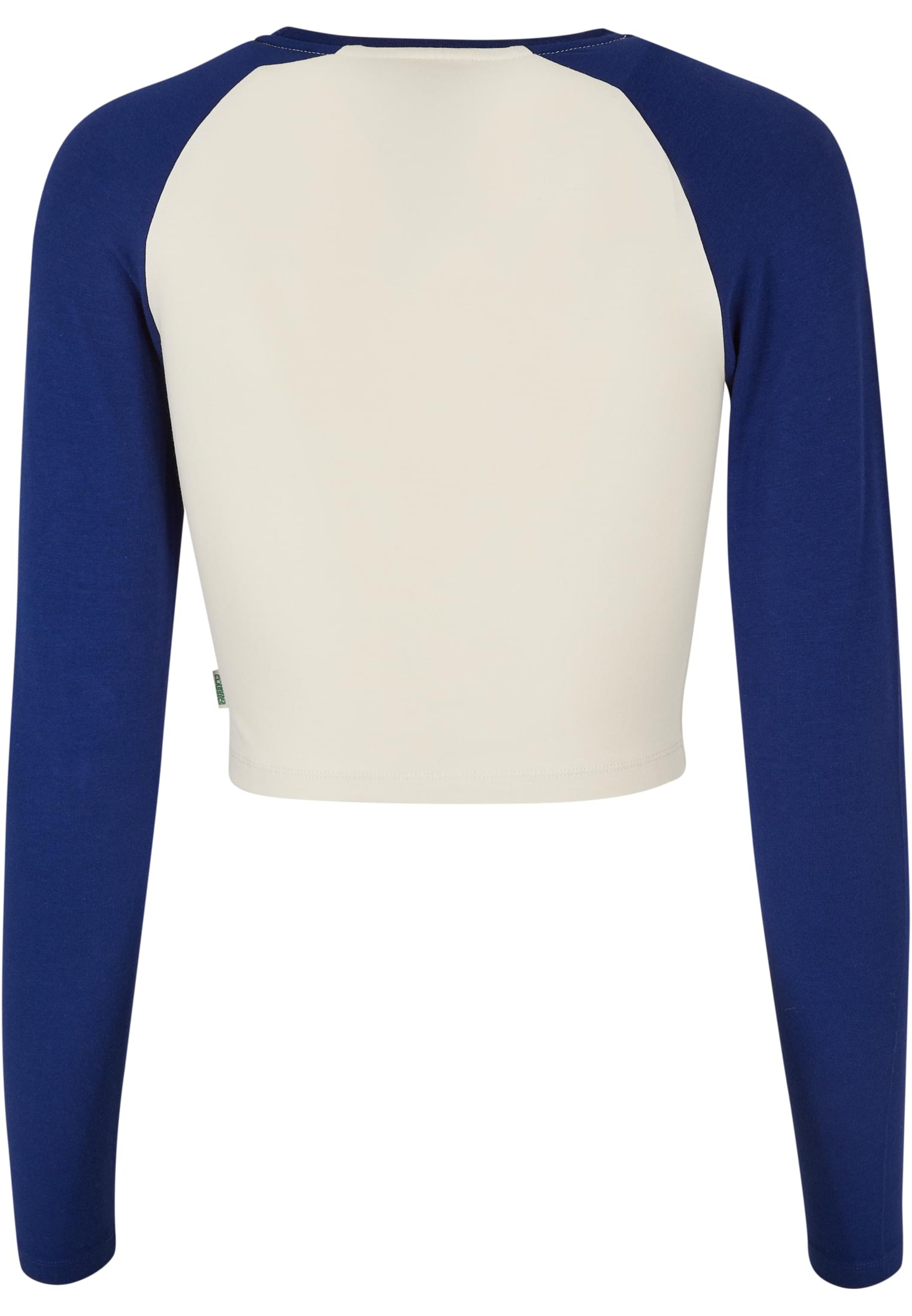 Ladies Organic Cropped Retro Baseball Longsleeve | whitesand/spaceblue