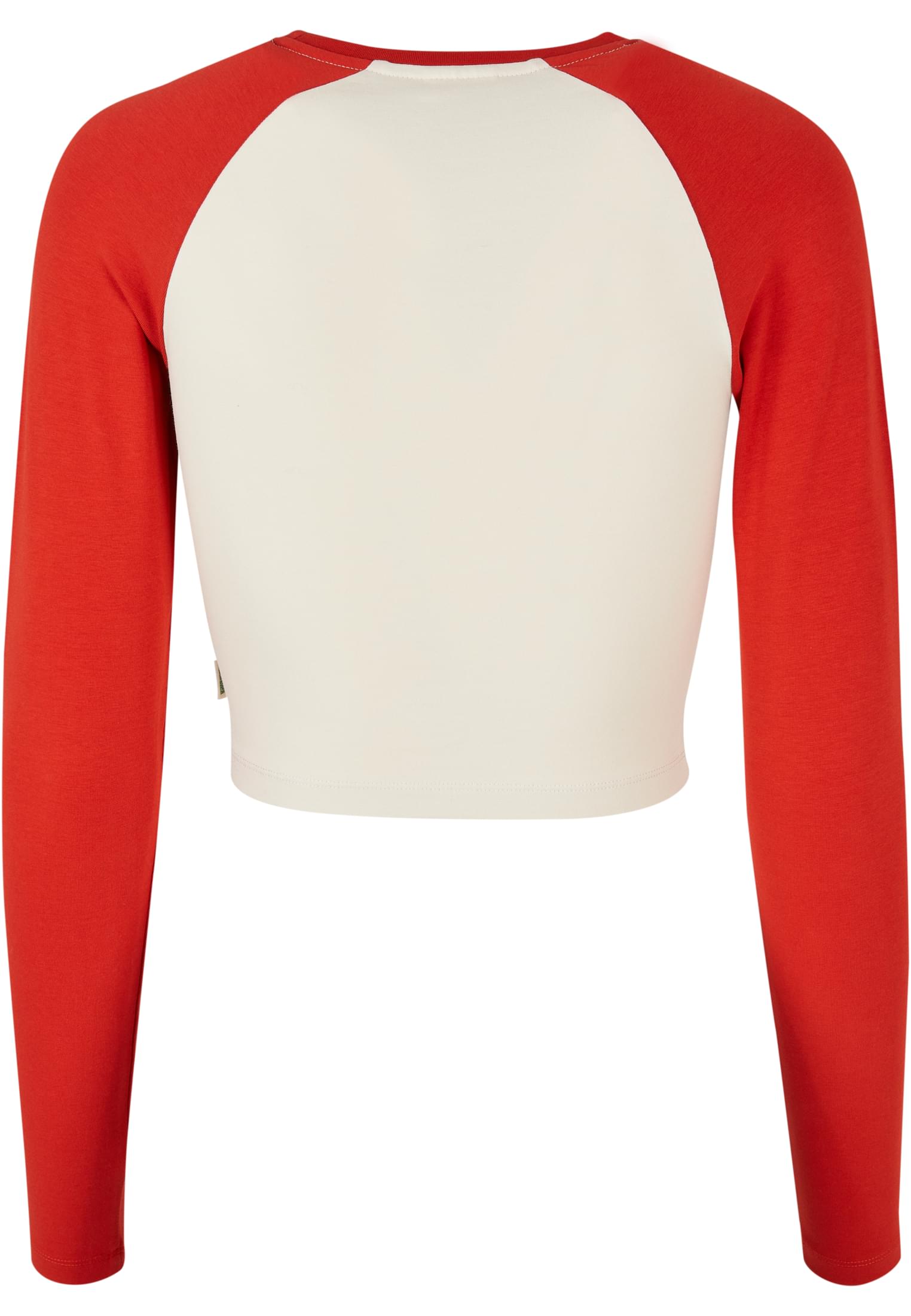 Ladies Organic Cropped Retro Baseball Longsleeve | whitesand/hugered