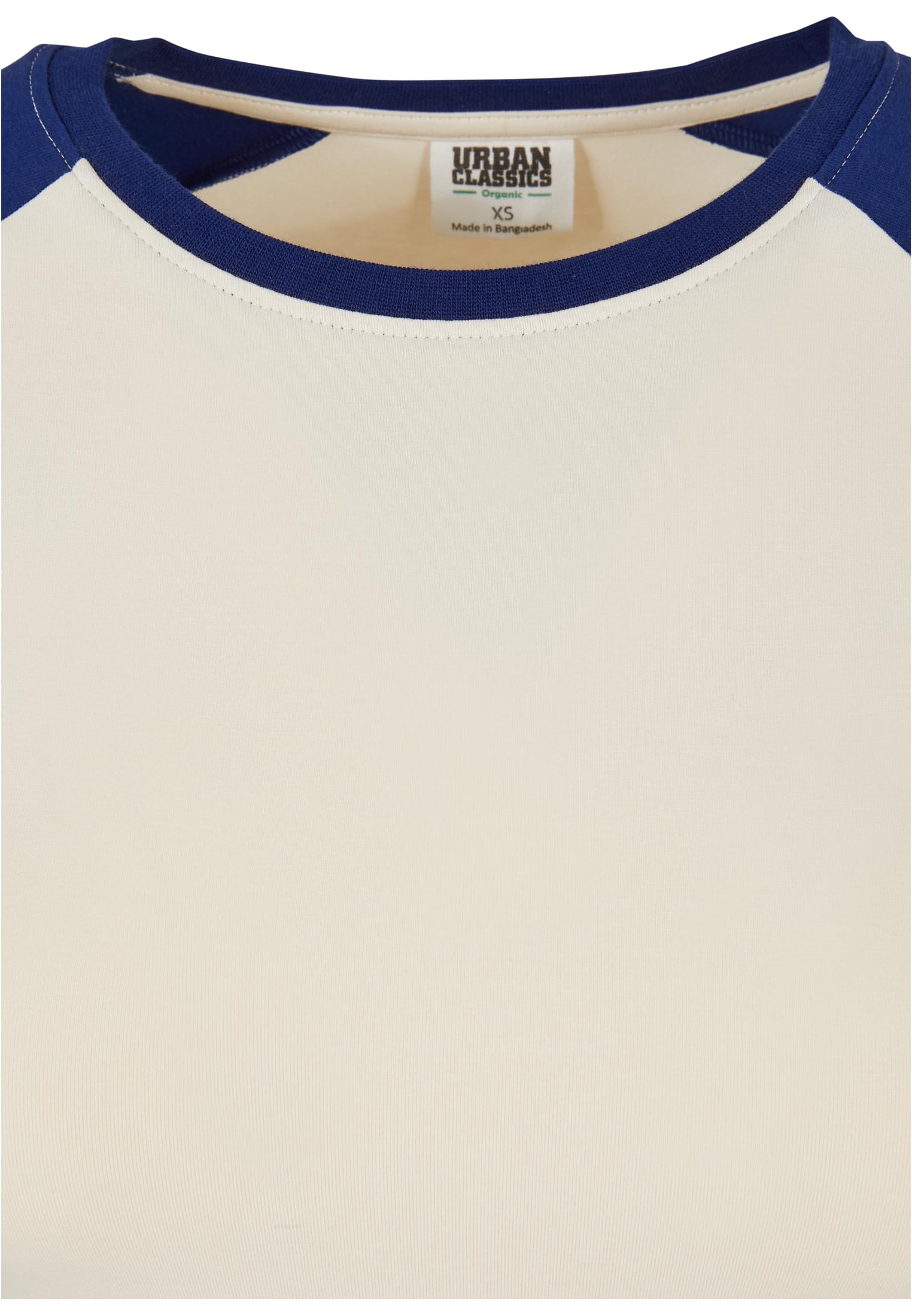 Ladies Organic Cropped Retro Baseball Longsleeve | whitesand/spaceblue