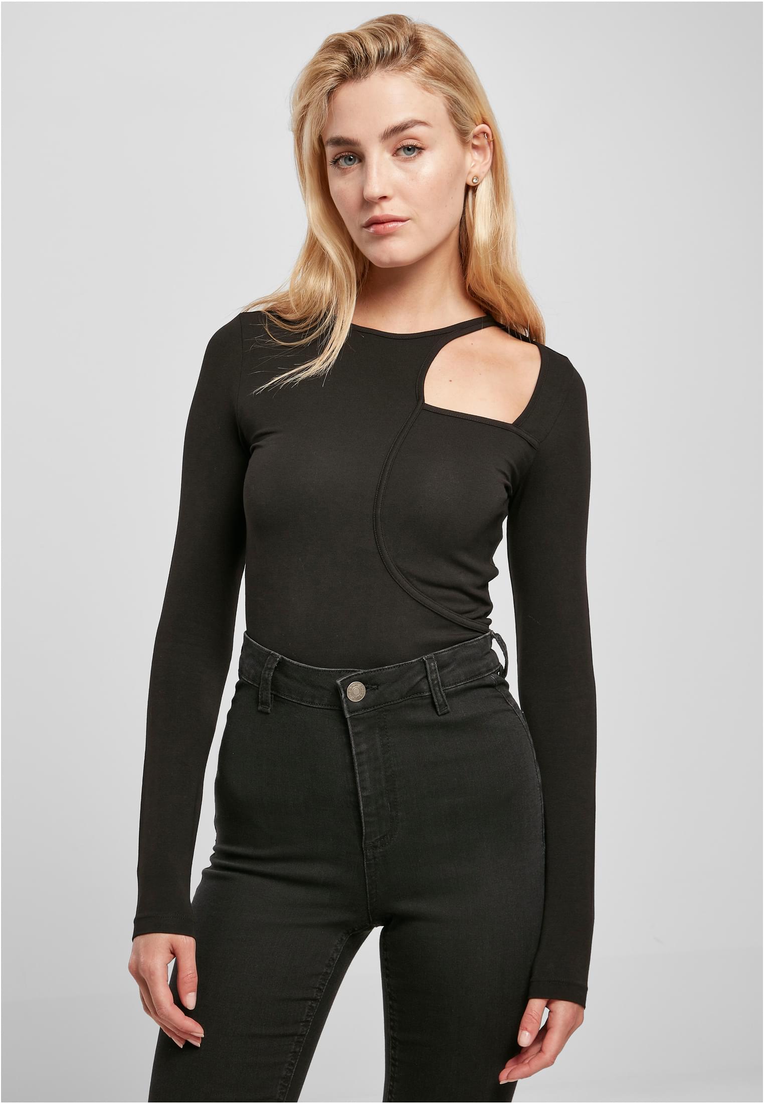 Ladies Organic Cut Out Longsleeve Body | black