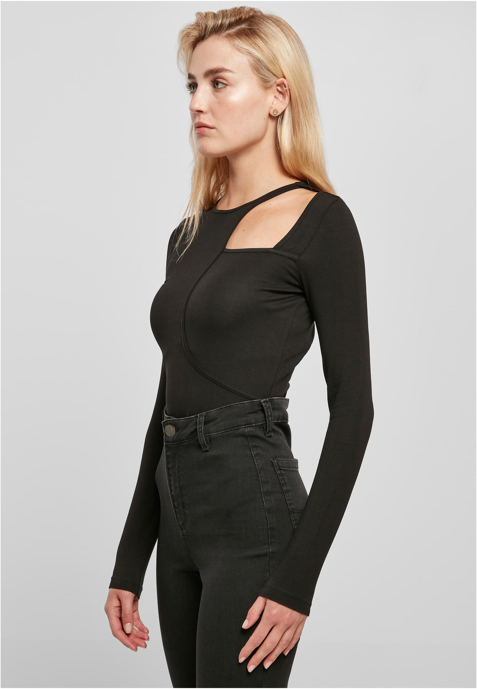 Ladies Organic Cut Out Longsleeve Body | black