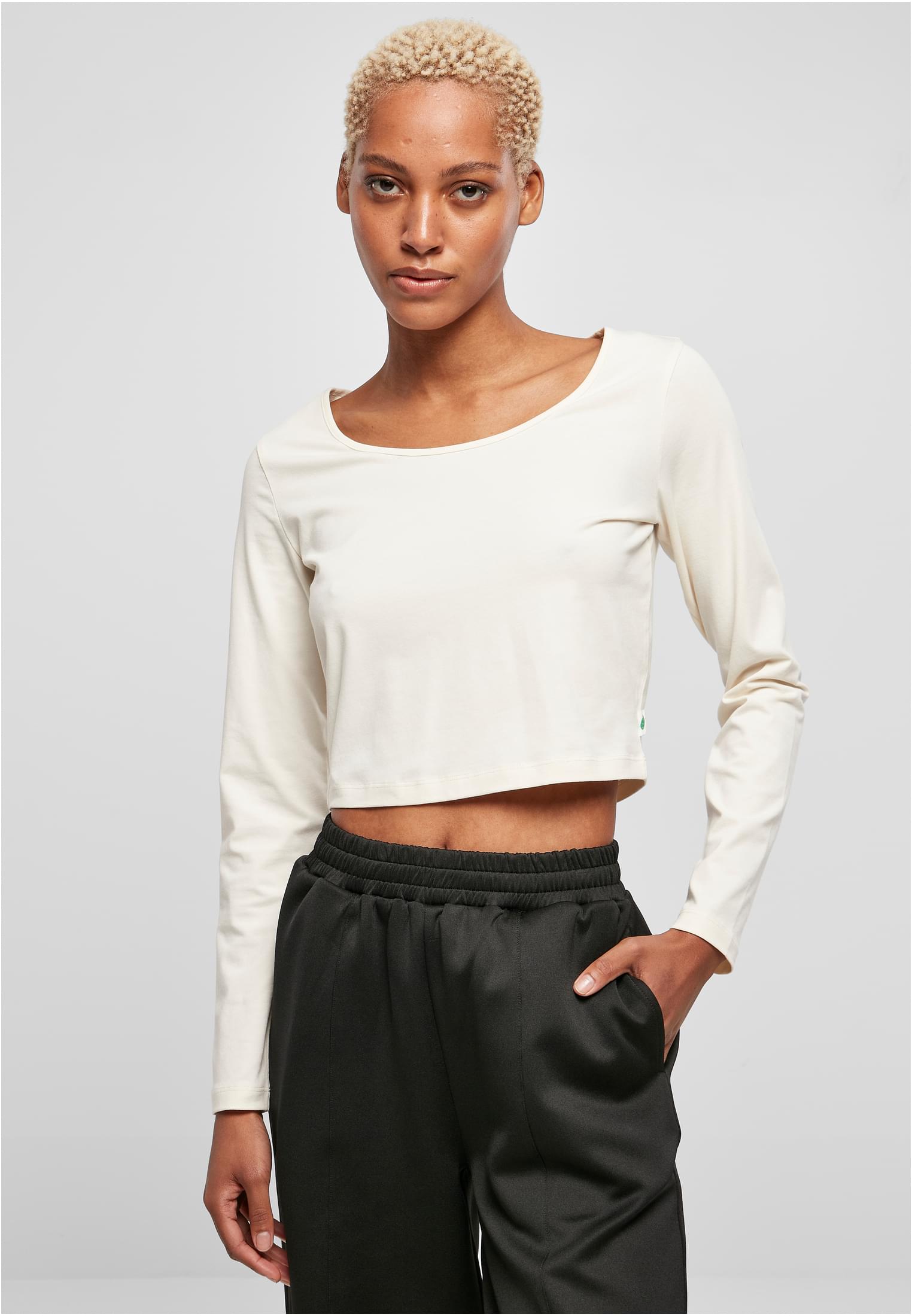 Ladies Organic Wide Neck Cropped Longsleeve | whitesand