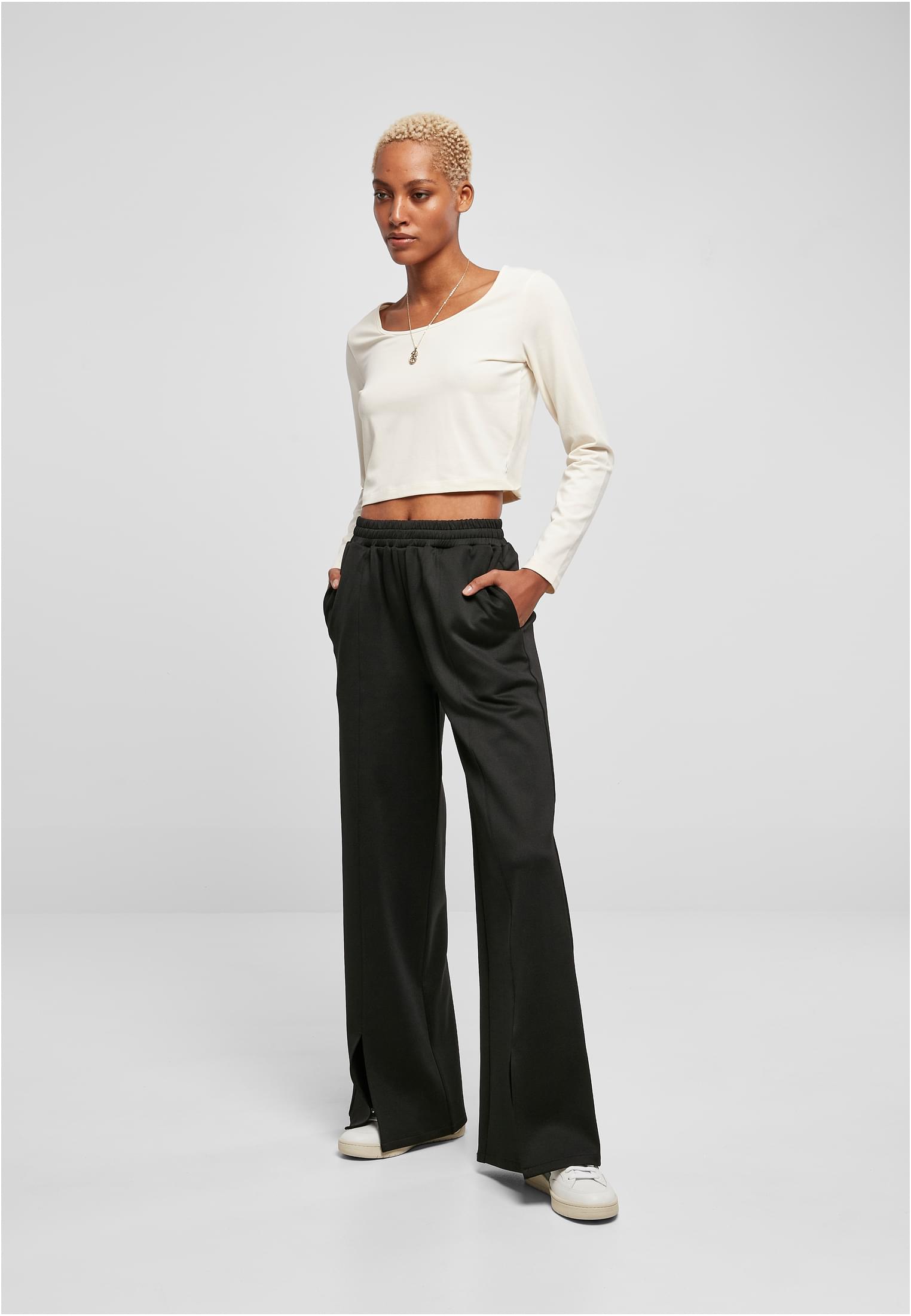 Ladies Organic Wide Neck Cropped Longsleeve | whitesand