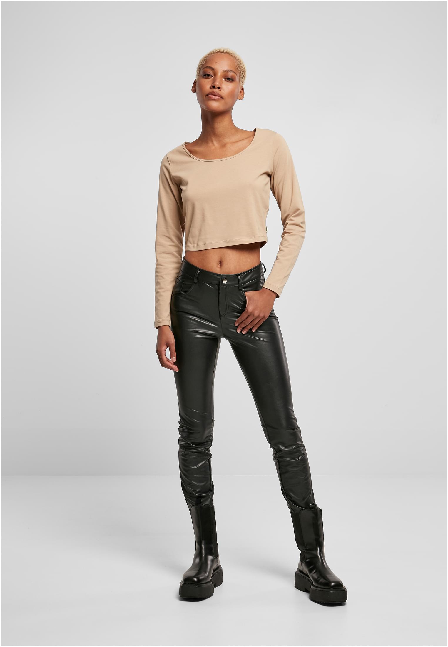 Ladies Organic Wide Neck Cropped Longsleeve | unionbeige