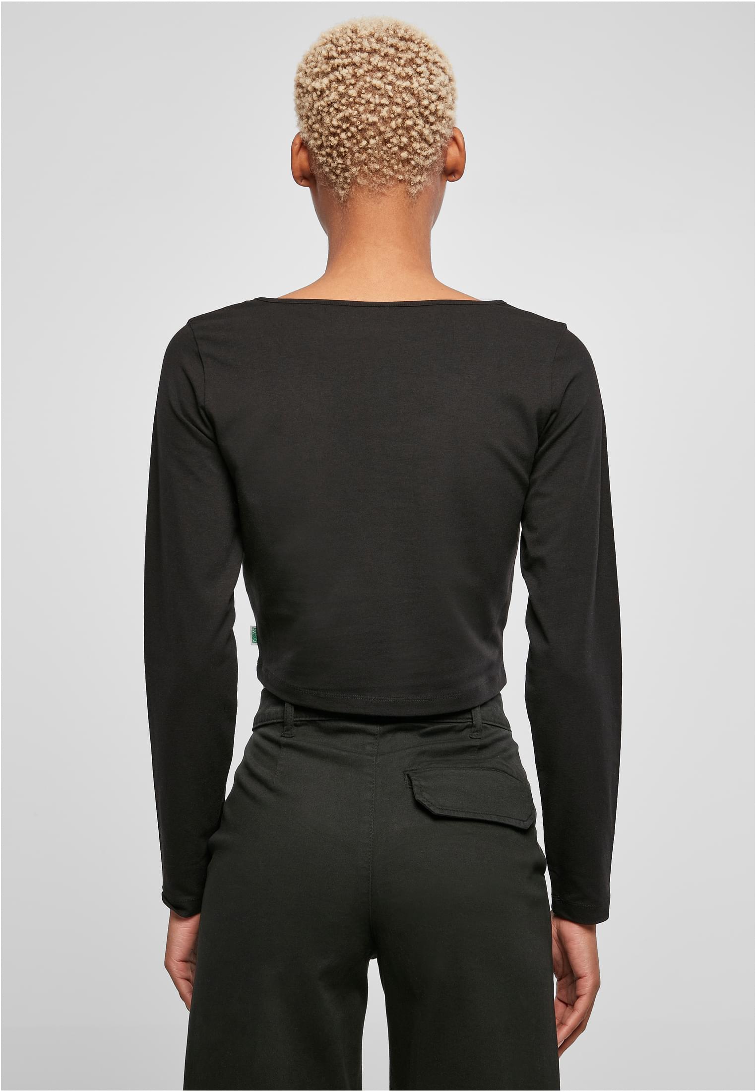 Ladies Organic Wide Neck Cropped Longsleeve | black