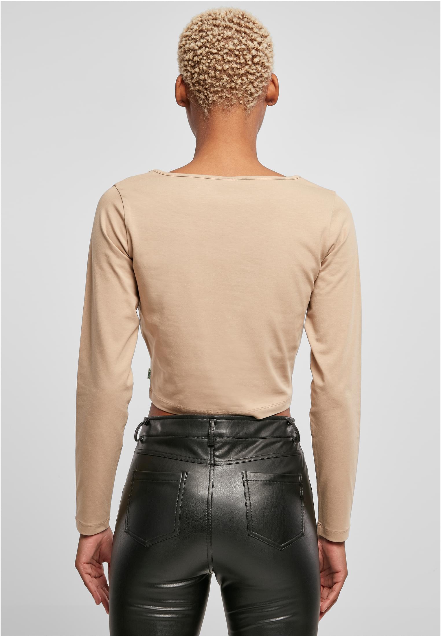 Ladies Organic Wide Neck Cropped Longsleeve | unionbeige